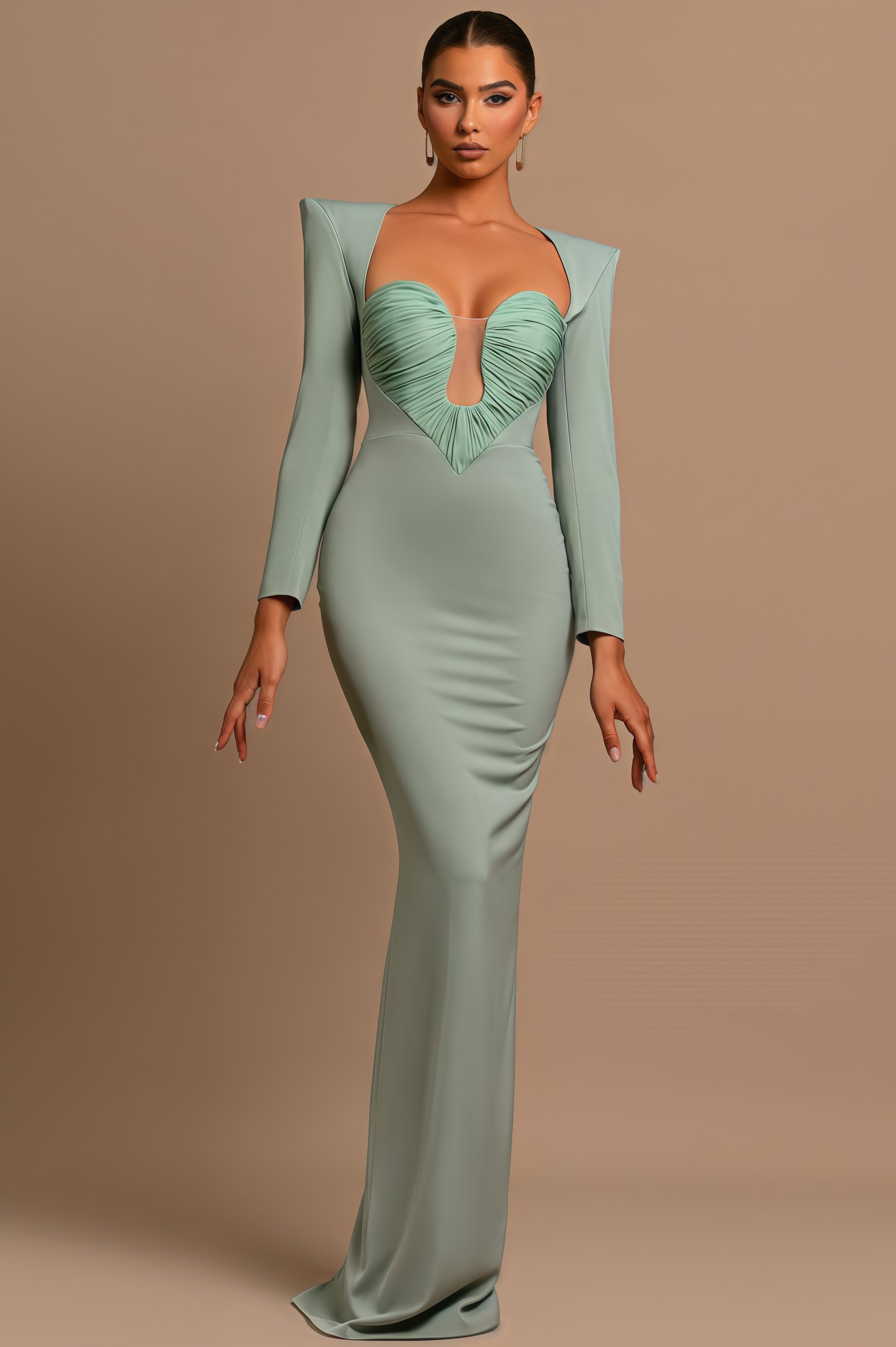 Celestine Green Square Neck Maxi Dress