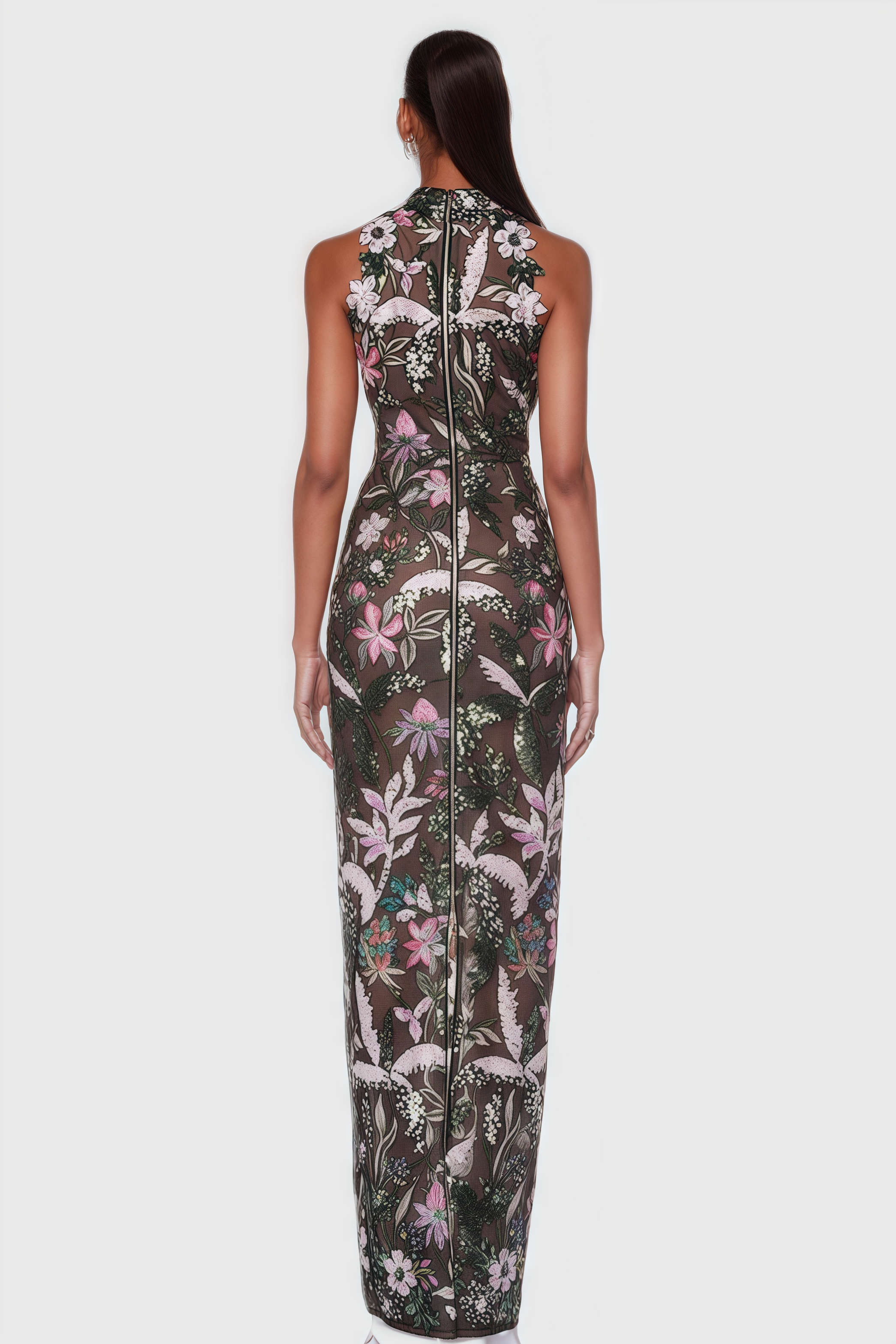 Charkd Lace Embroidered Flower Maxi Dress