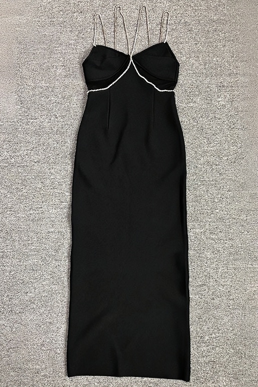 Tiria Halter Diamond Chain Maxi Dress