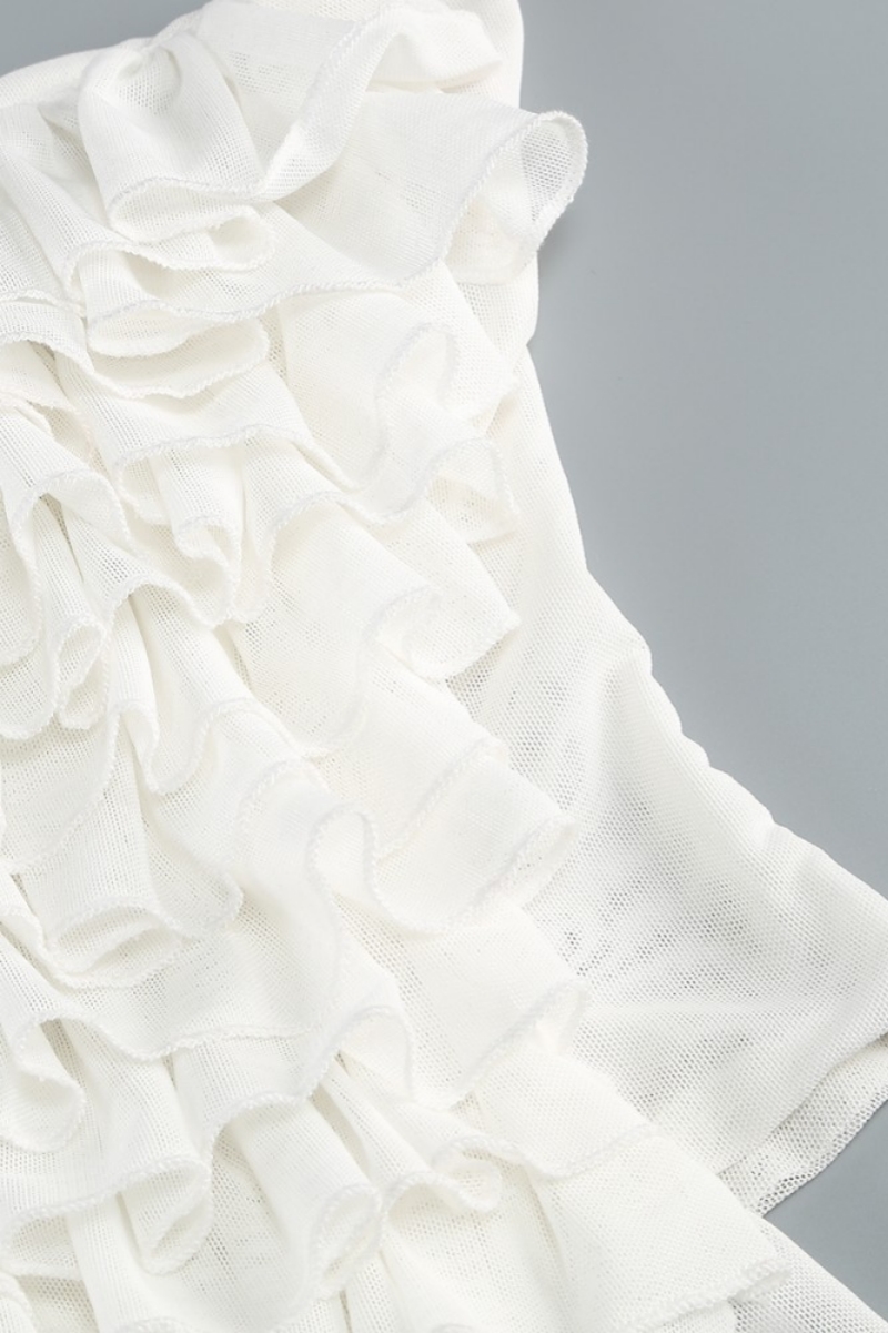 Sayek White 3D Flower Midi Dress Two-Piece Set
