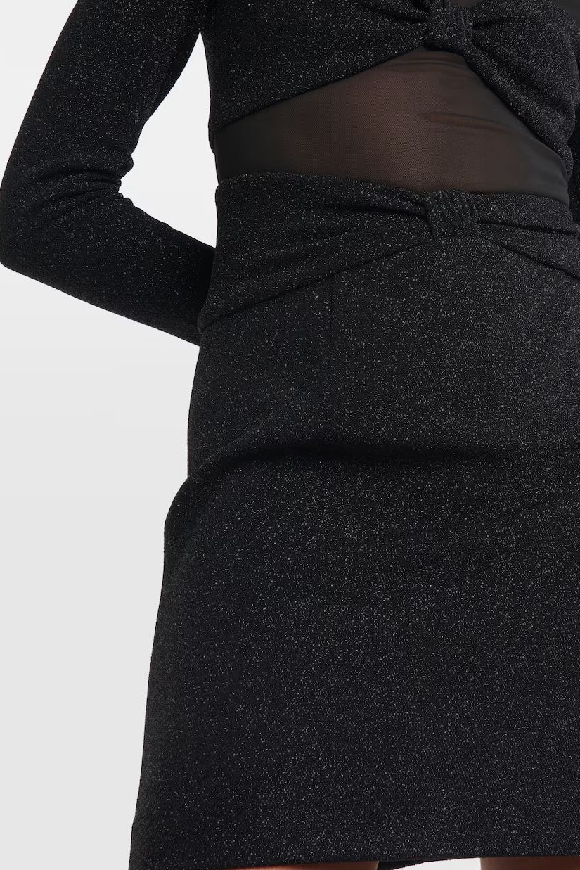 Faye Mesh Diamond Strip Bandage Mini Dress