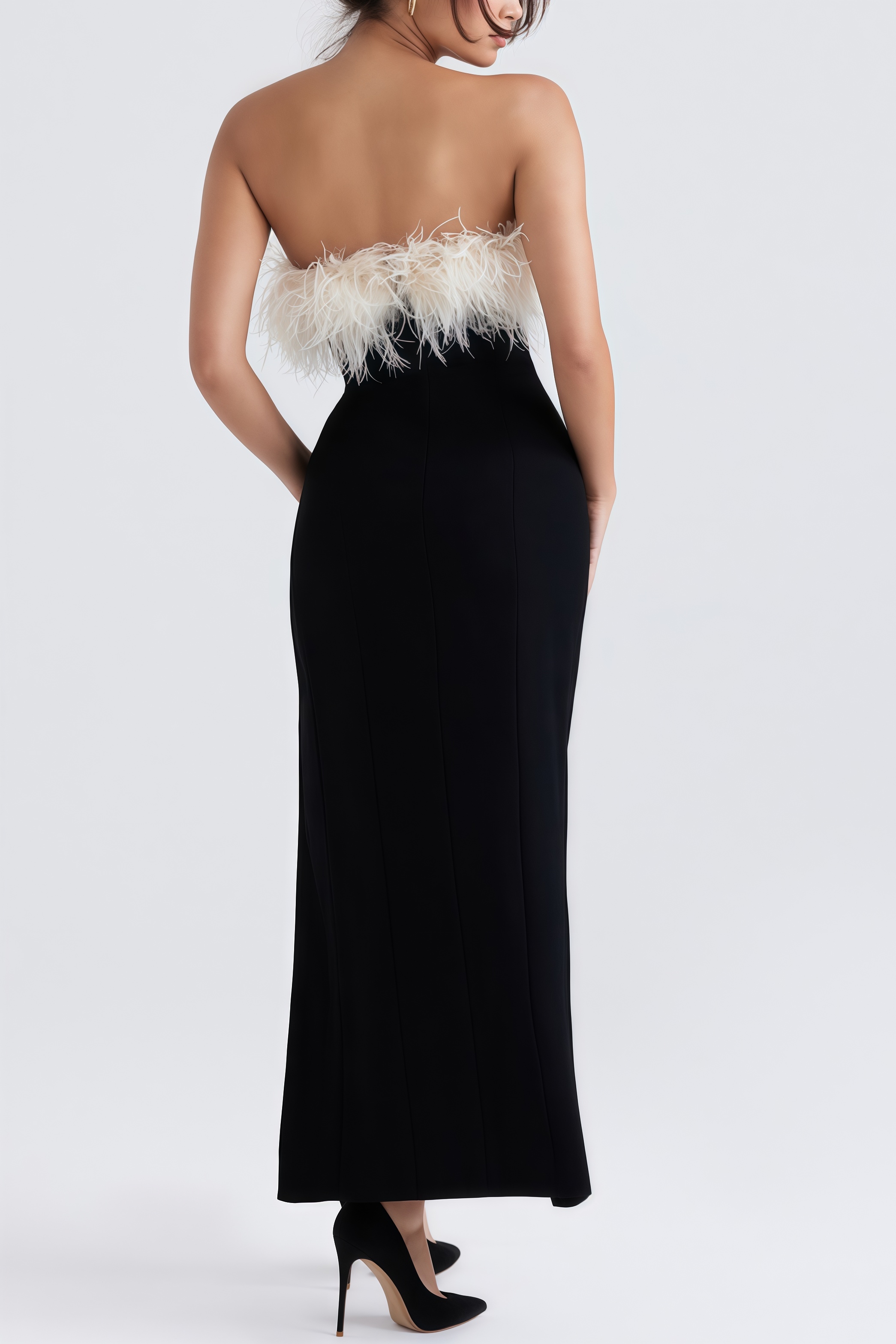 Ellery Feather High Slit Midi Dress