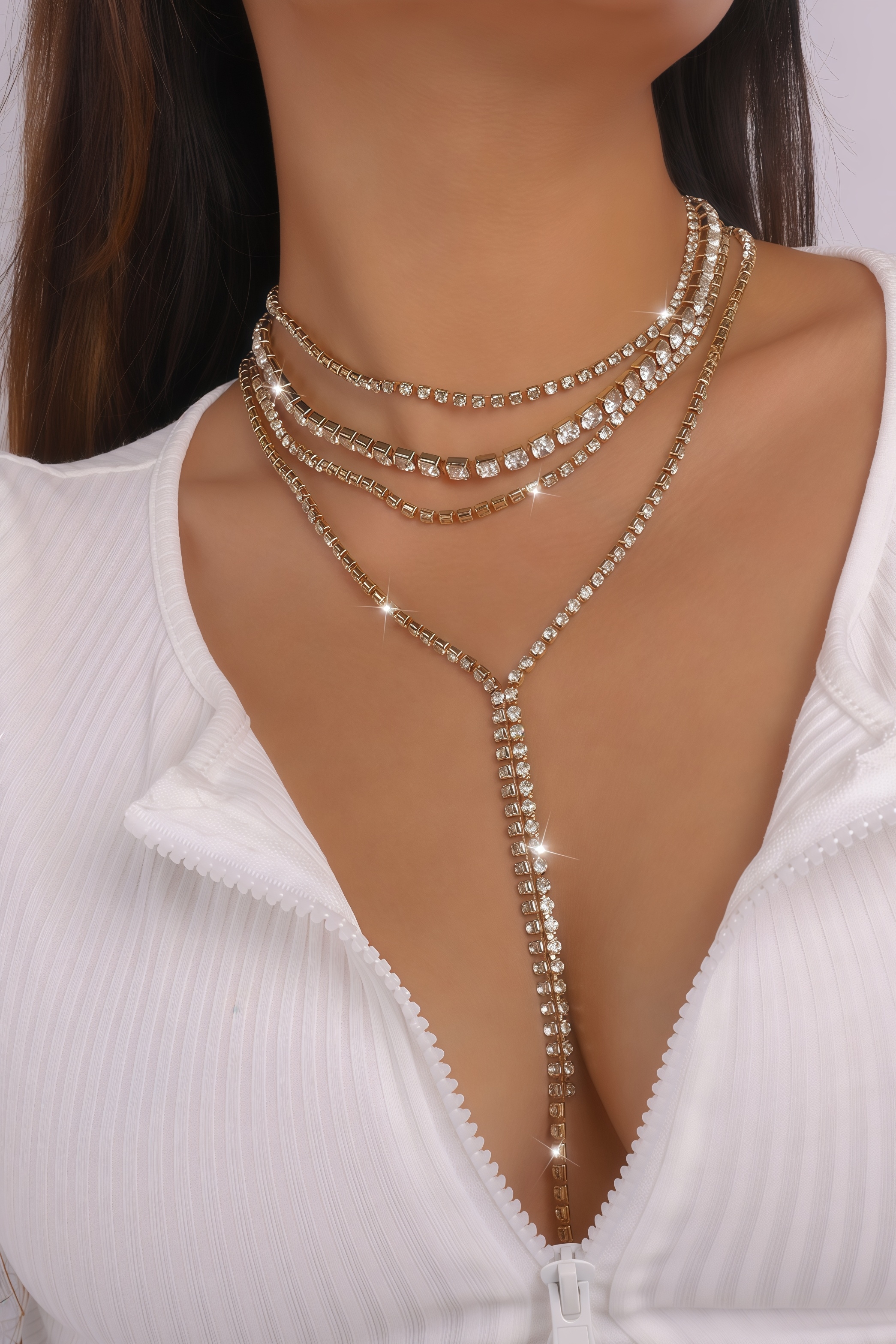 Orin Rhinestone Tassel Necklace