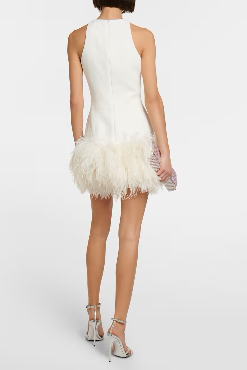 Miri Sleeveless Hem Ostrich Mini Dress