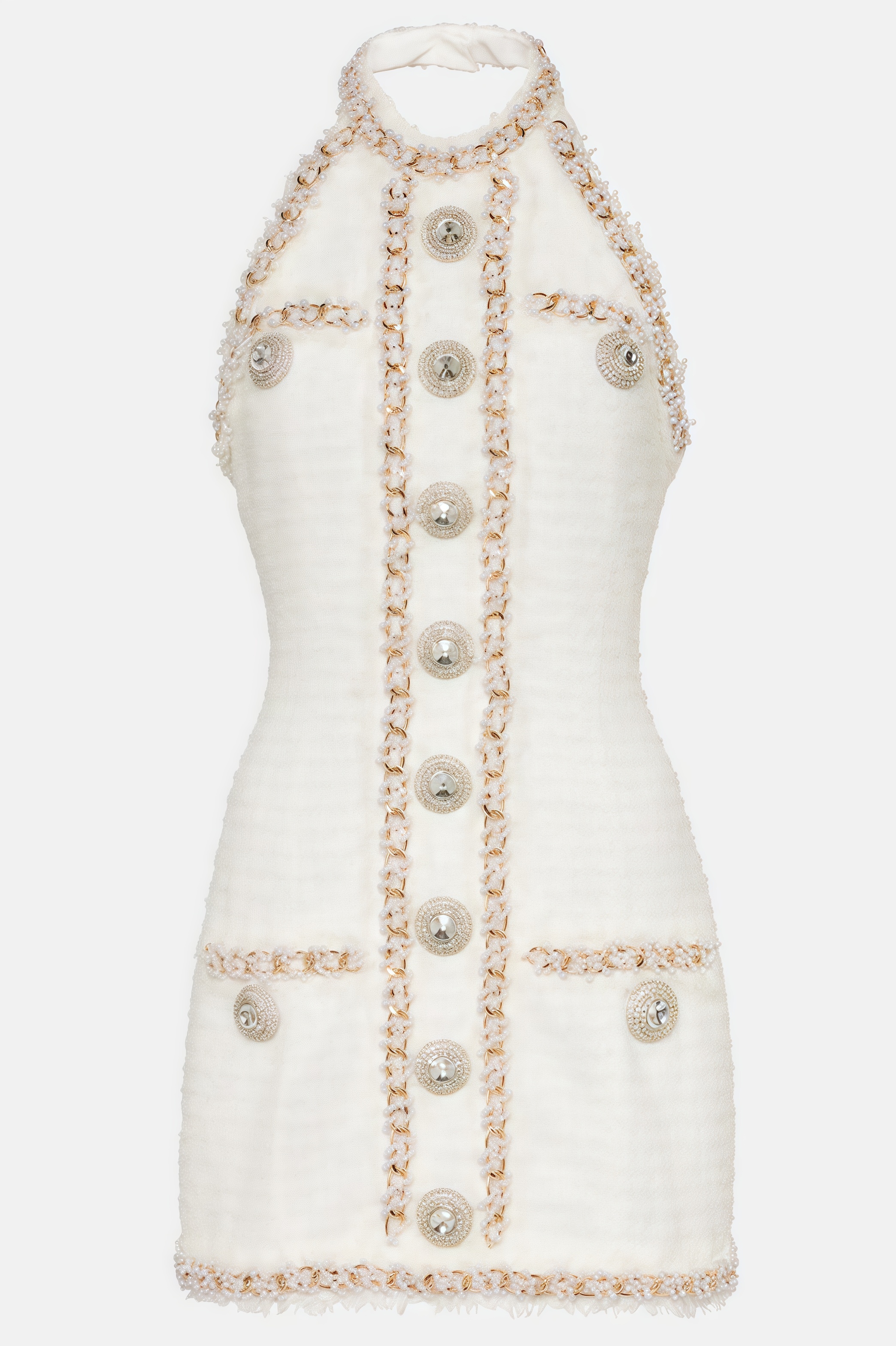 Jorrel Sleeveless Jewel Button Mini Dress