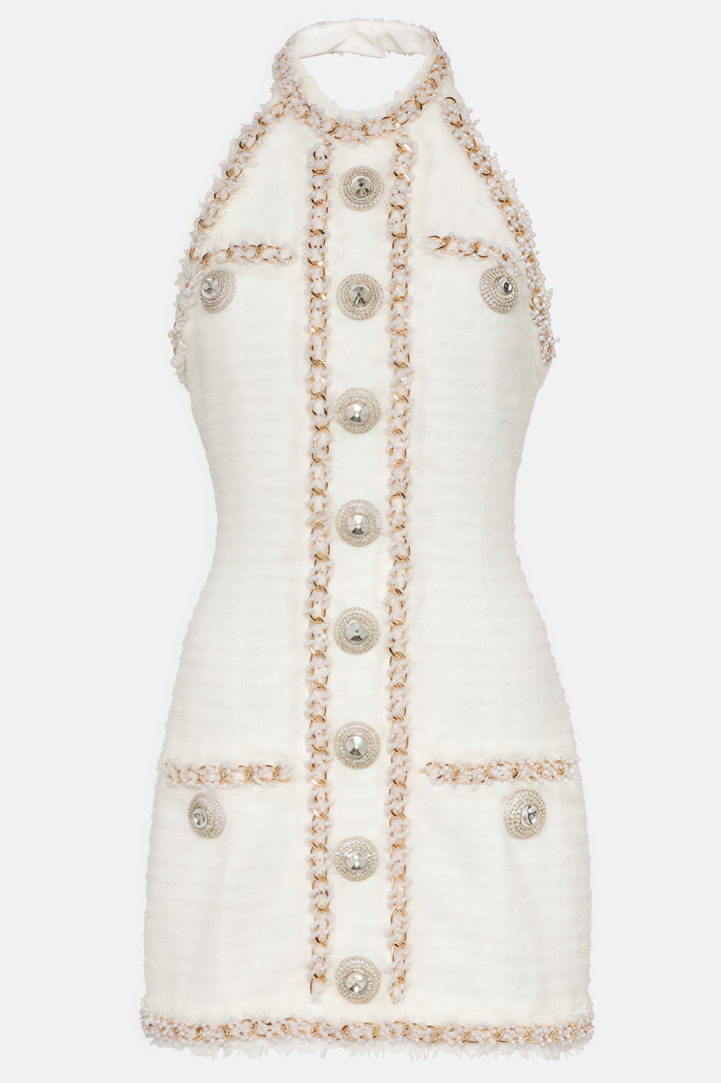 Jorrel Sleeveless Jewel Button Mini Dress
