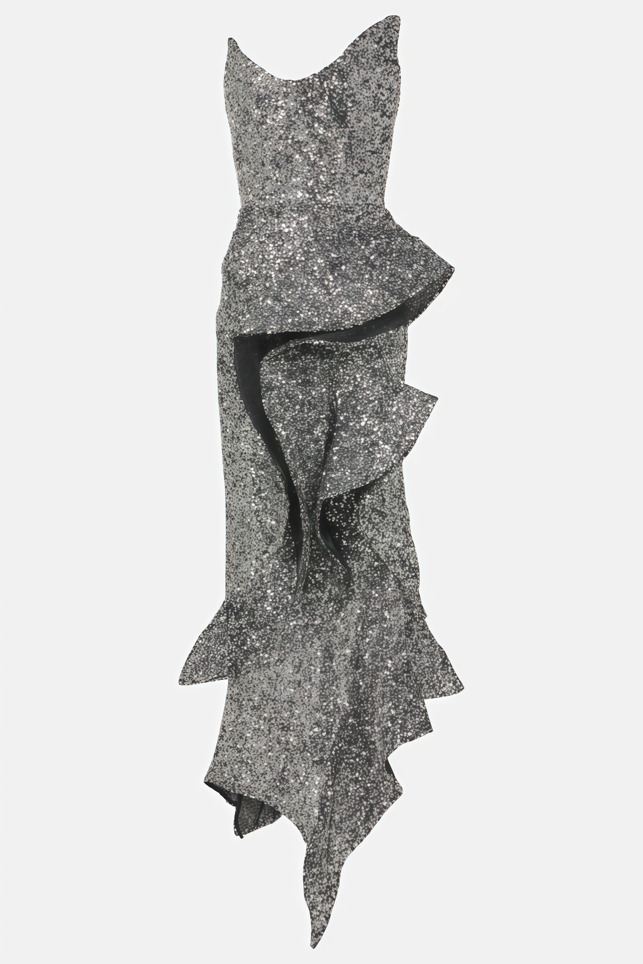 Frand Sequin Sheath Ruffle Maxi Dress