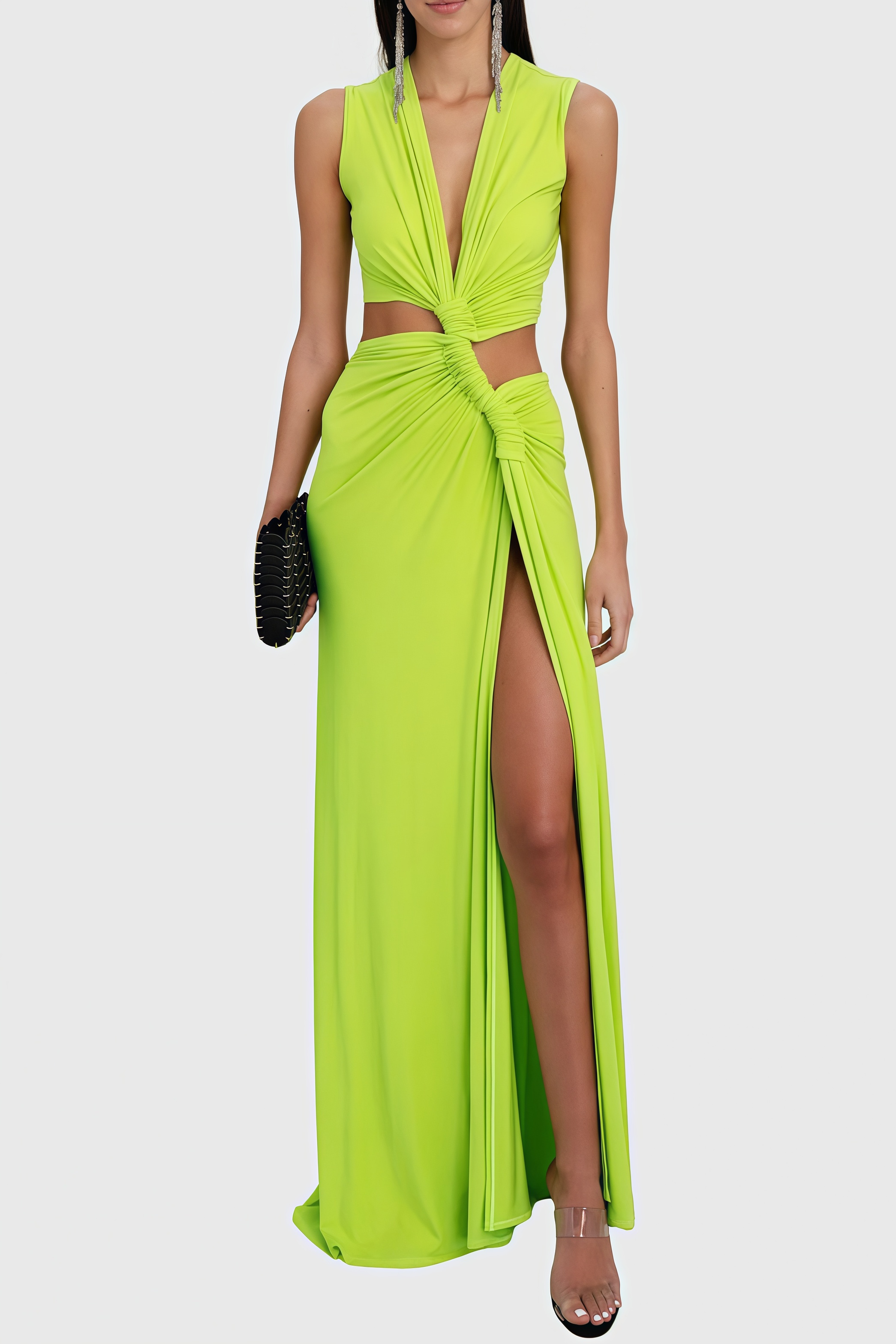 Amelia V-Neck Cut-Out Split Maxi Dress