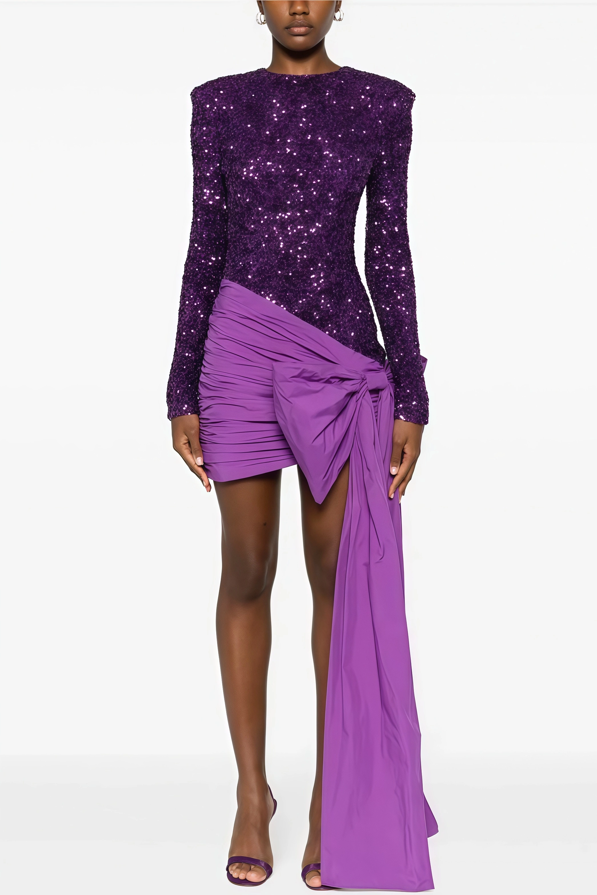 Yamia Sequin Bow Midi Dress