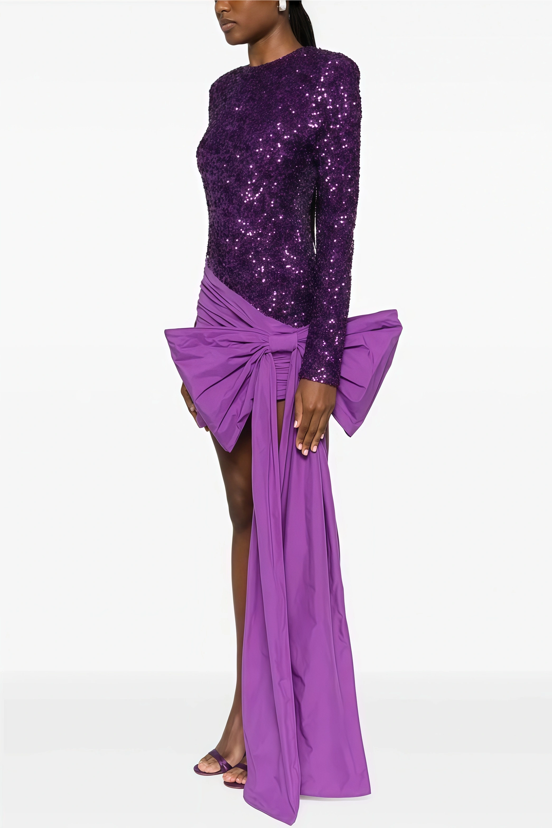 Yamia Sequin Bow Midi Dress