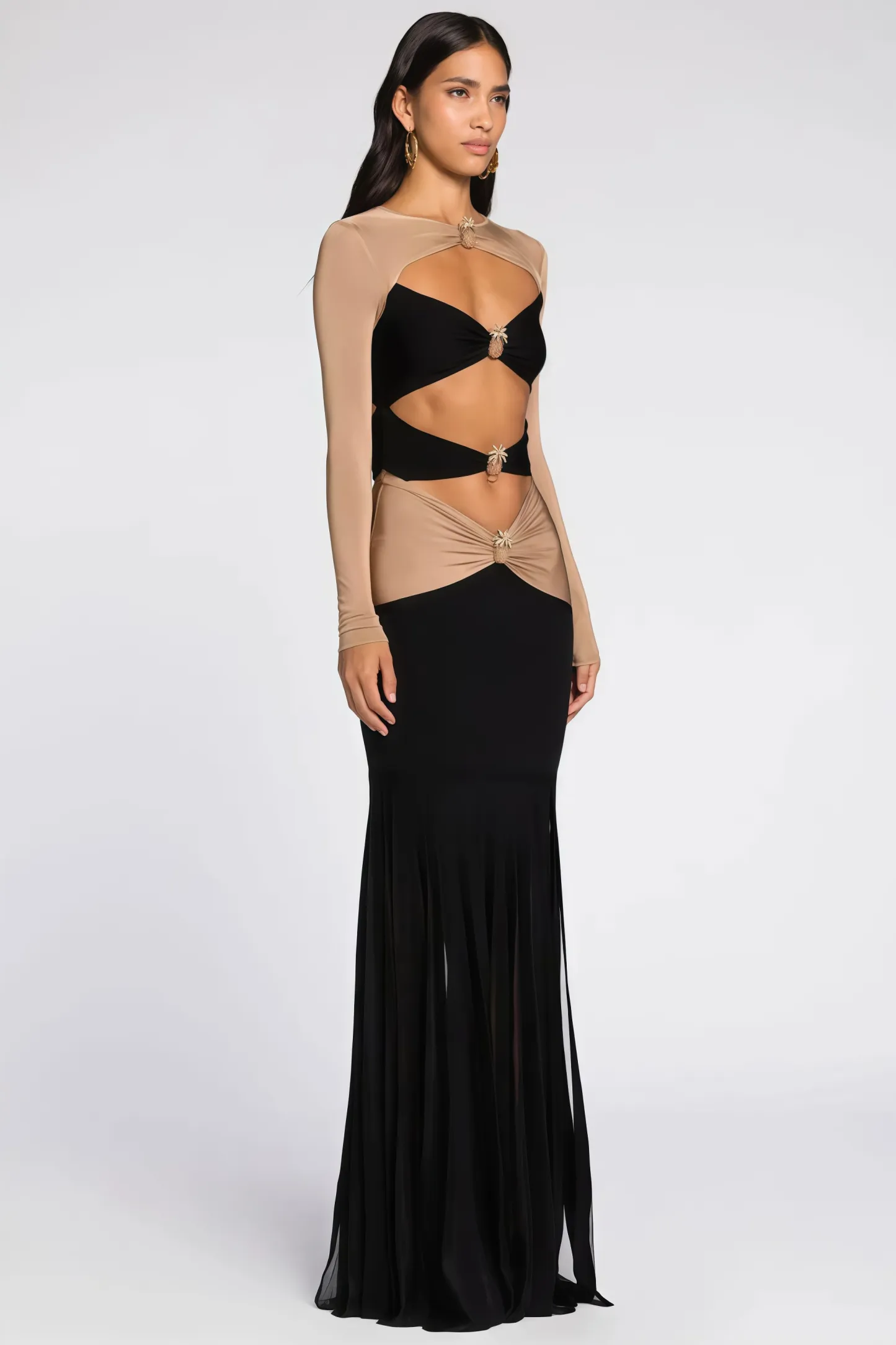 Grace Pineapple Rhinestone Maxi Dress