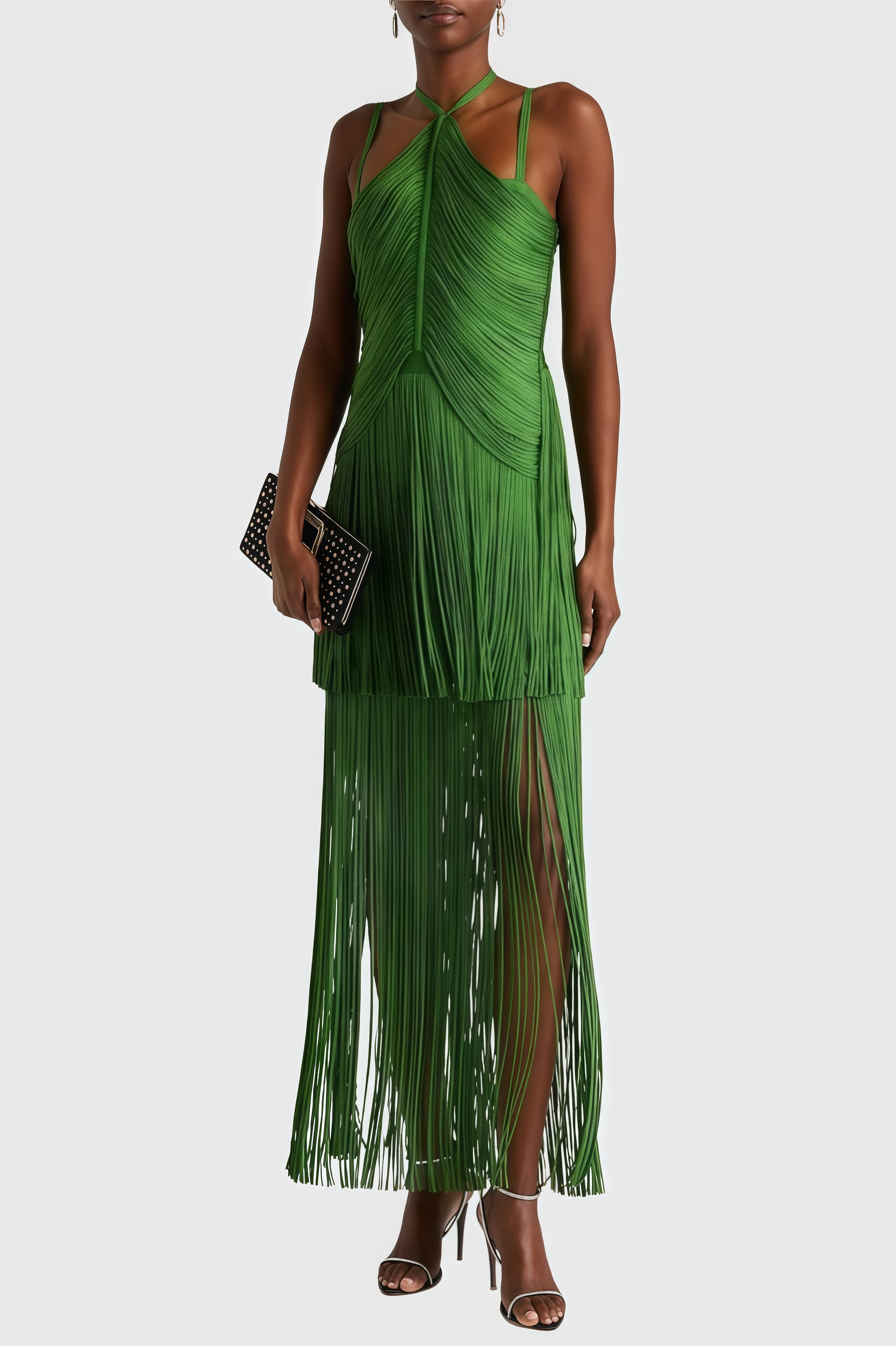 Dewy Tassel Solid Sleeveless Midi Dress