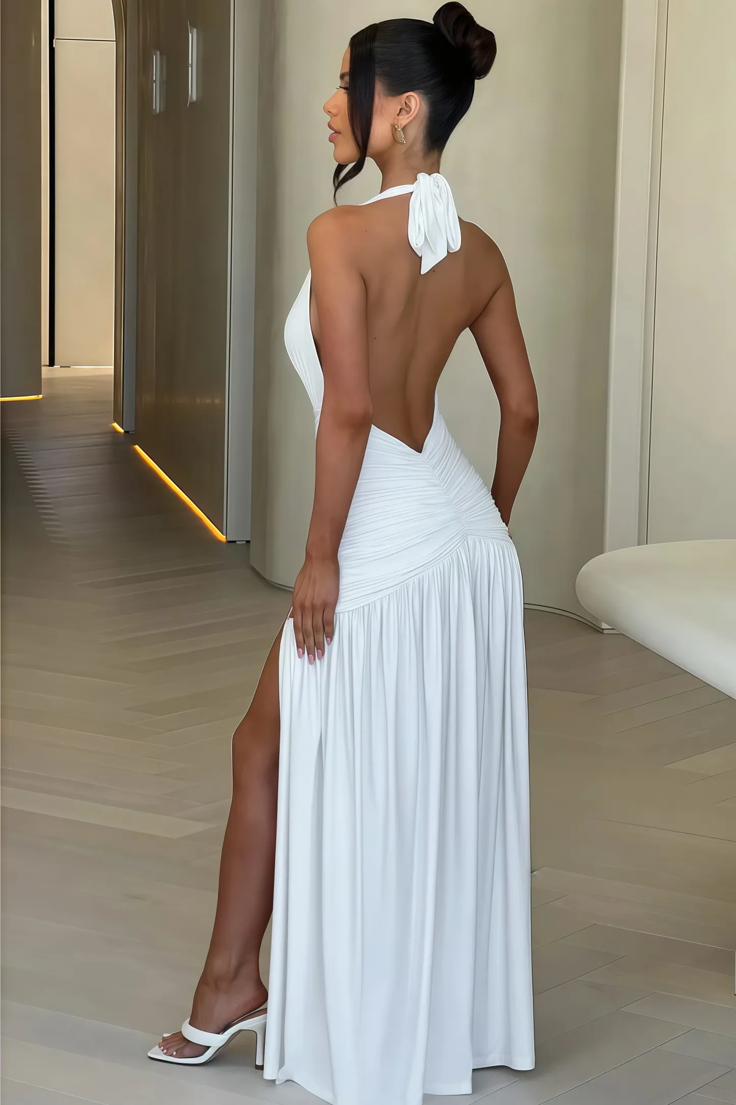 Jana Halter Neck Sleeveless Split Midi Dress