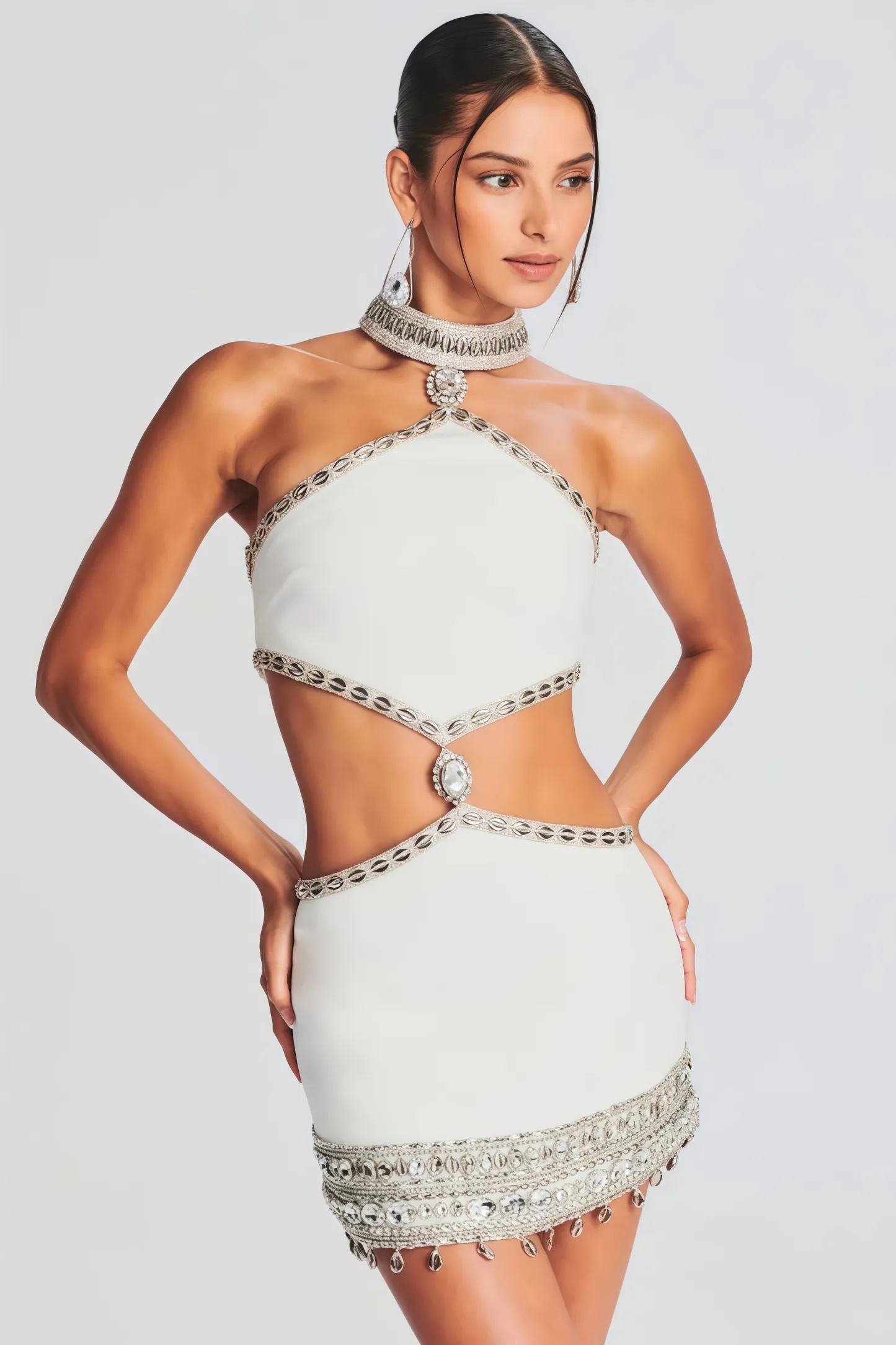 Luxe Bandage Cut Out Rivet Mini Dress