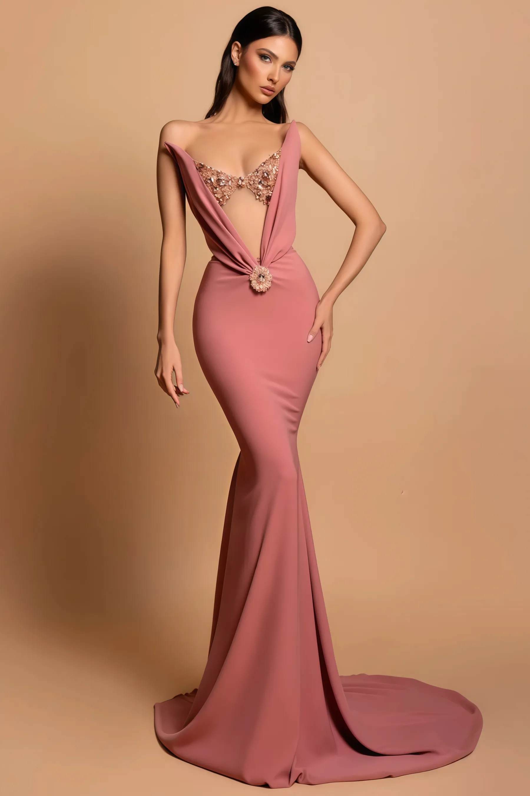 Oyata Rhinestone Cut Out Maxi Dress