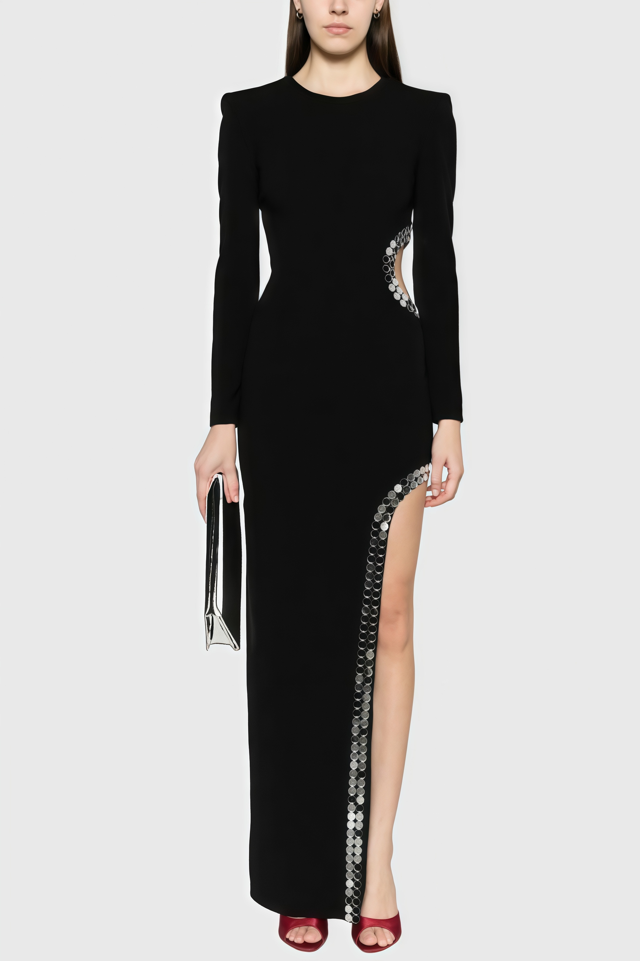 Josh Long Sleeve Split Cut Out Midi Dress