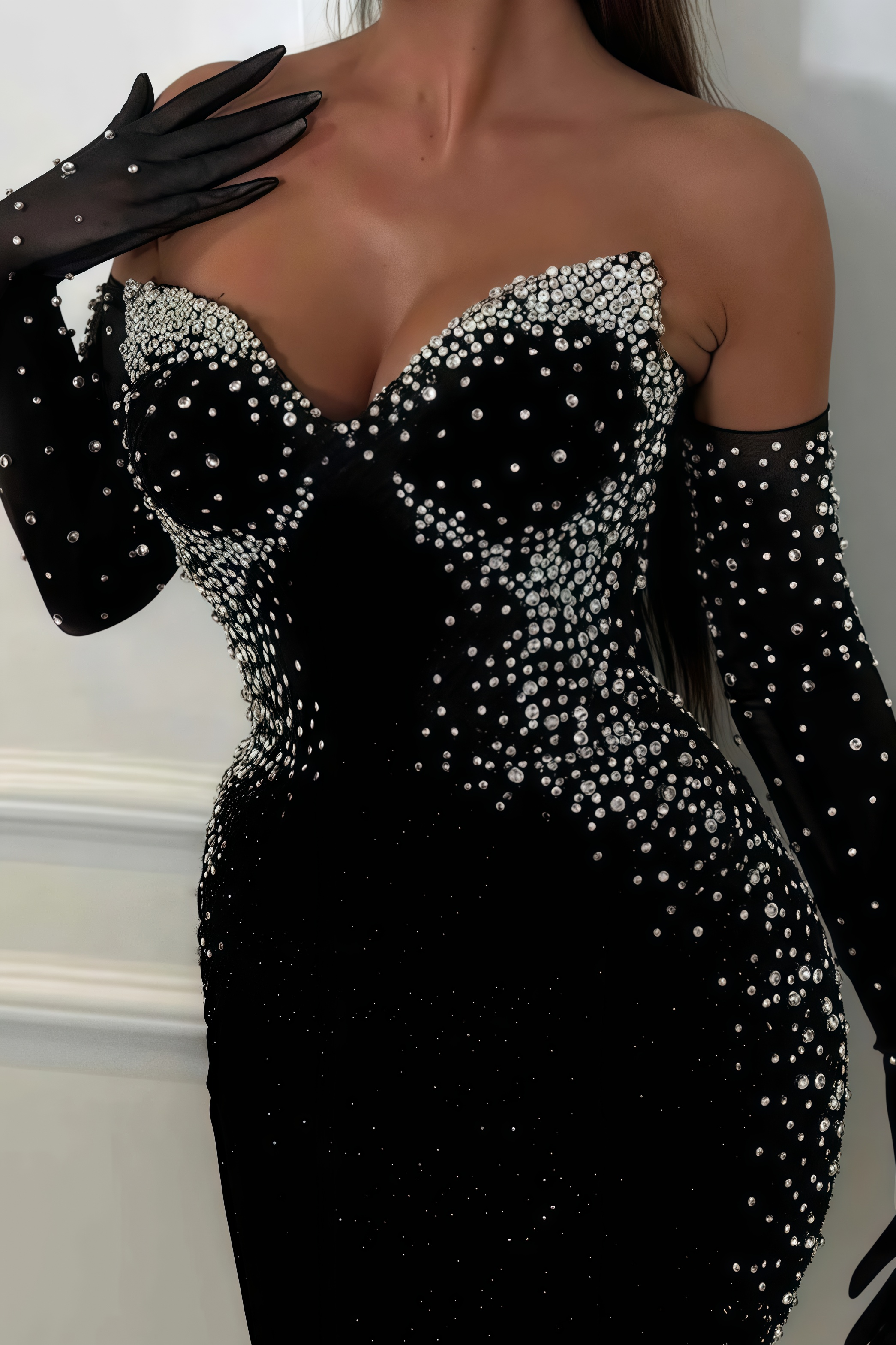 Megs Pearl Off-Shoulder Midi Dress