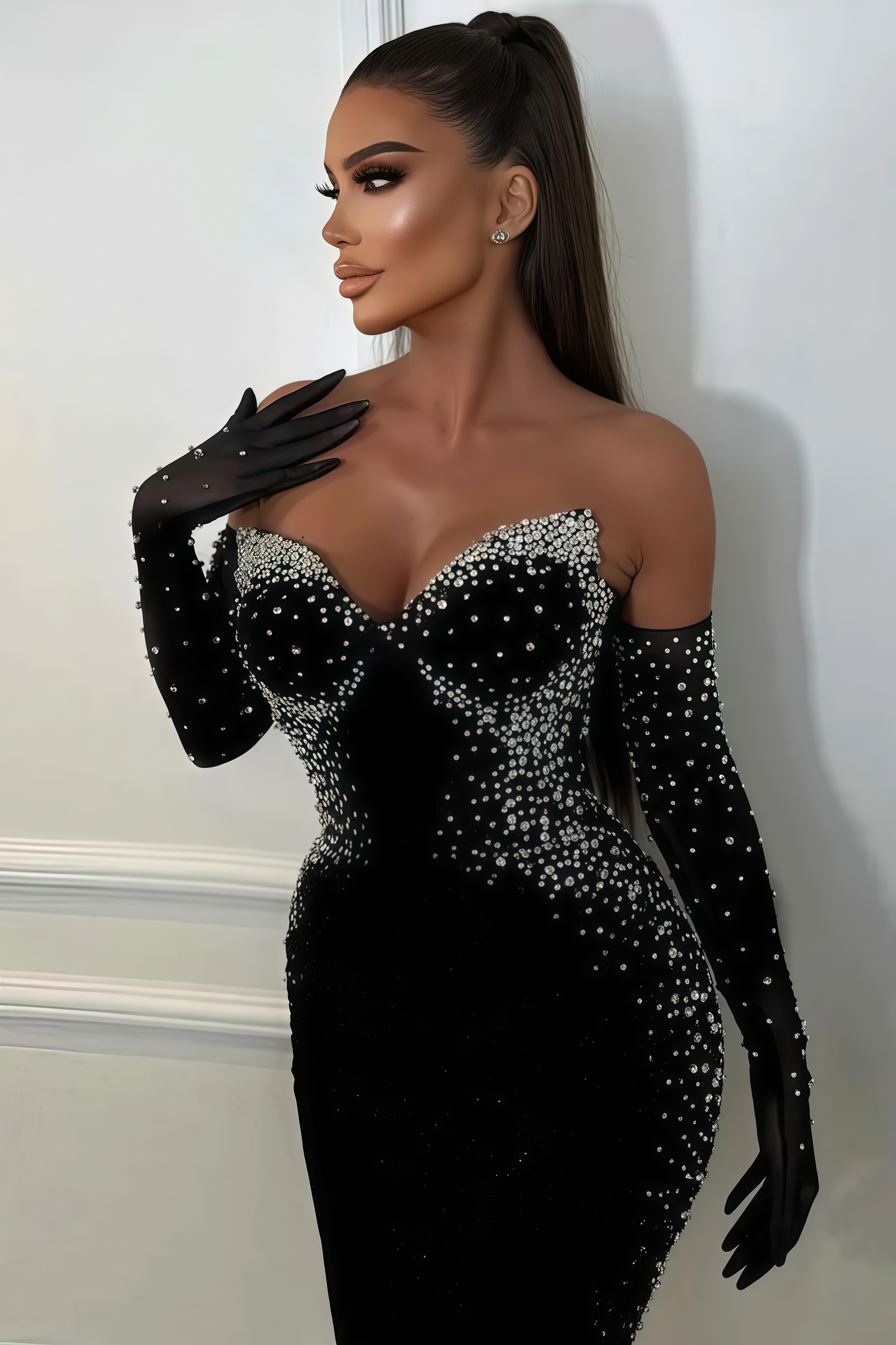 Megs Pearl Off-Shoulder Midi Dress