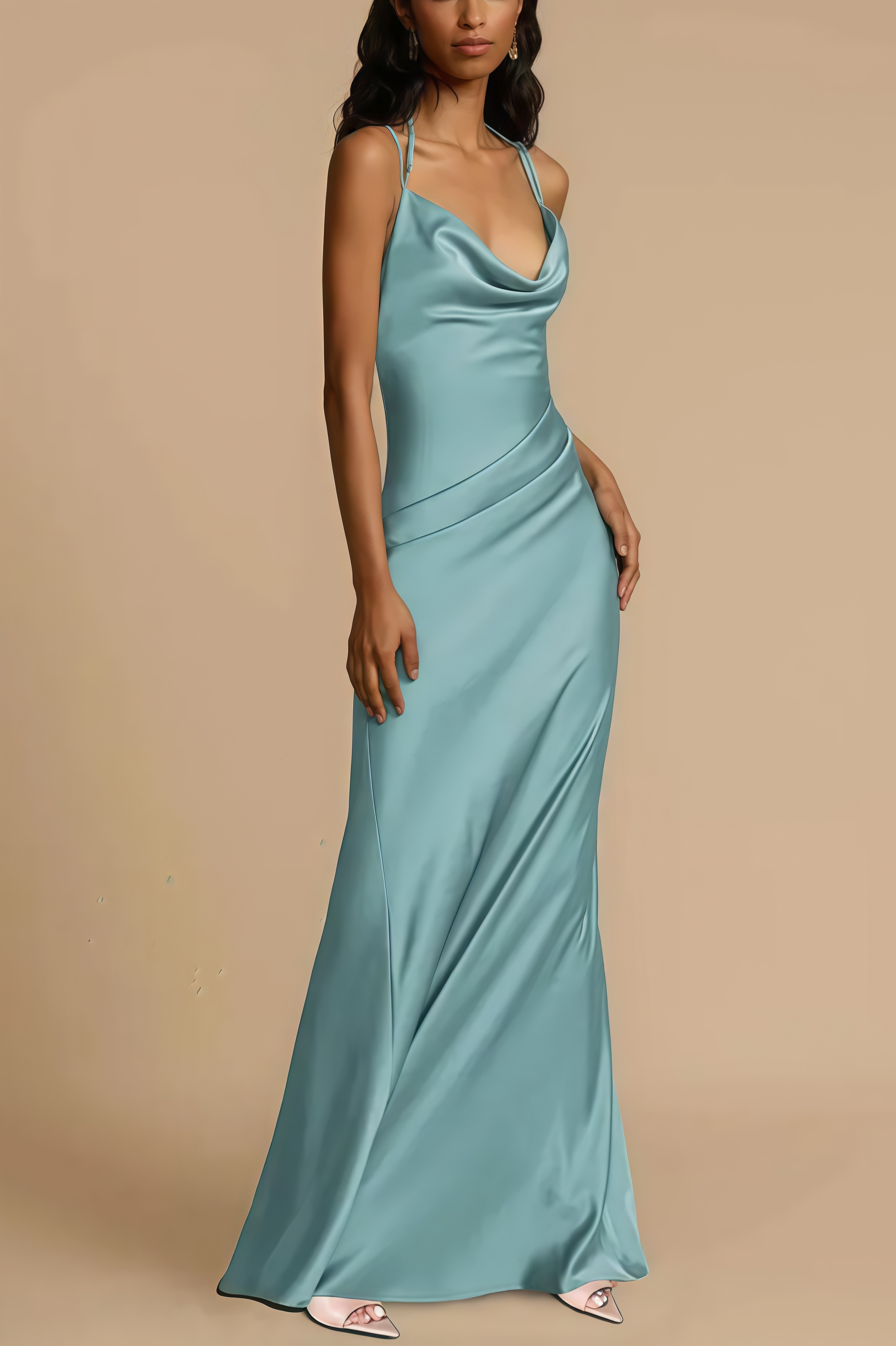 Makayah Satin Halter Neck Midi Dress