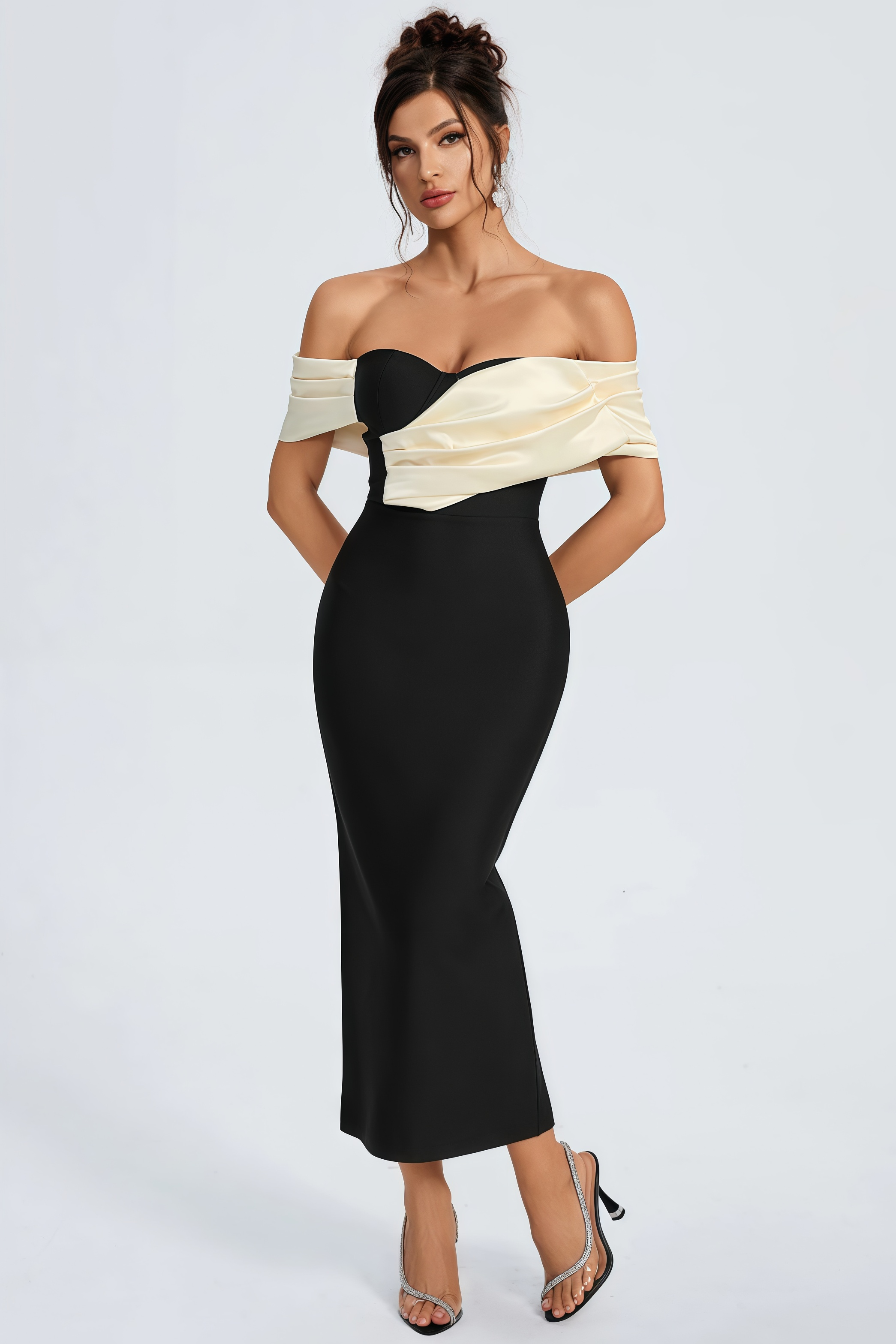 Edw Off Shoulder Bandage Midi Dress