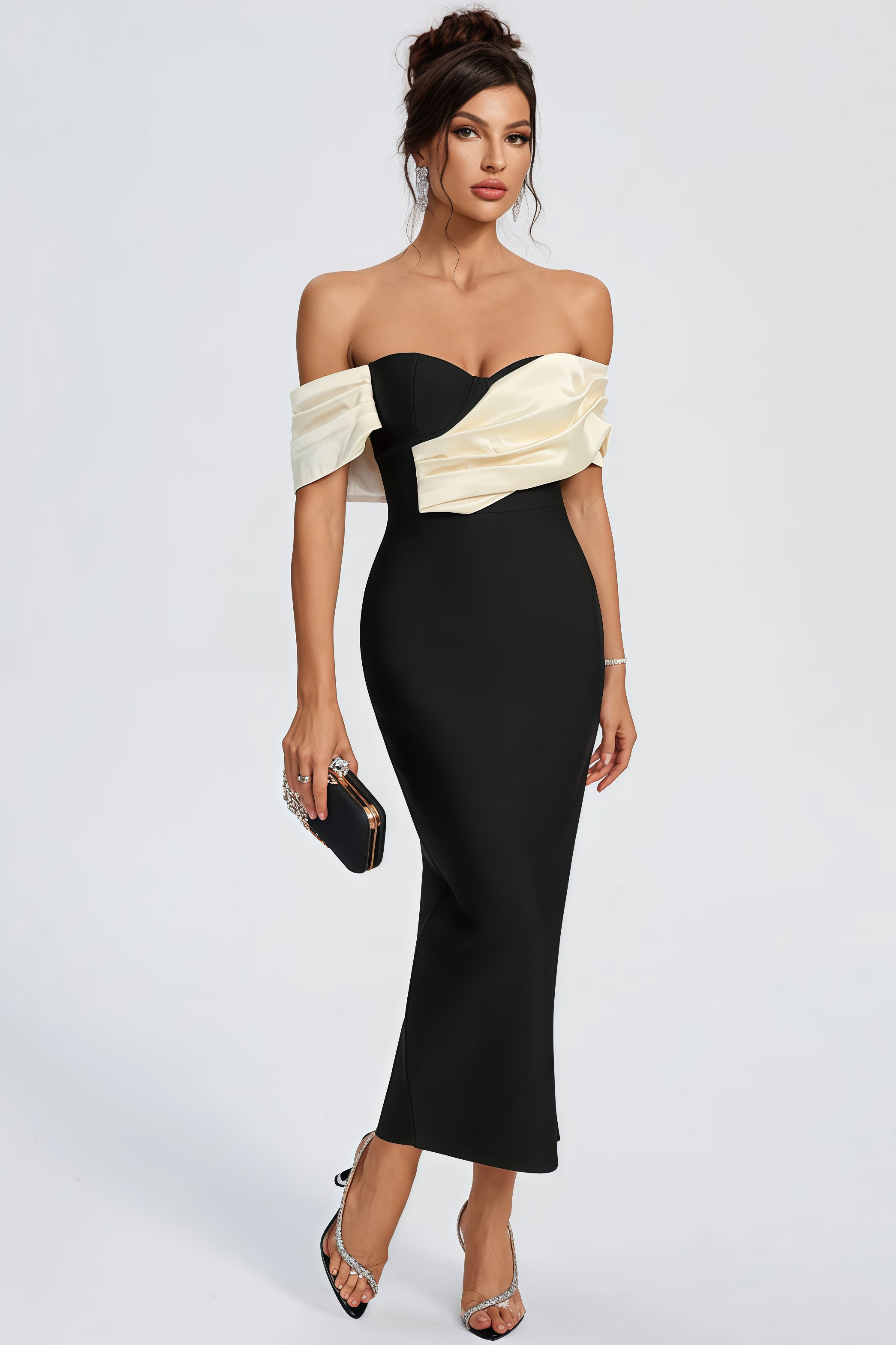 Edw Off Shoulder Bandage Midi Dress
