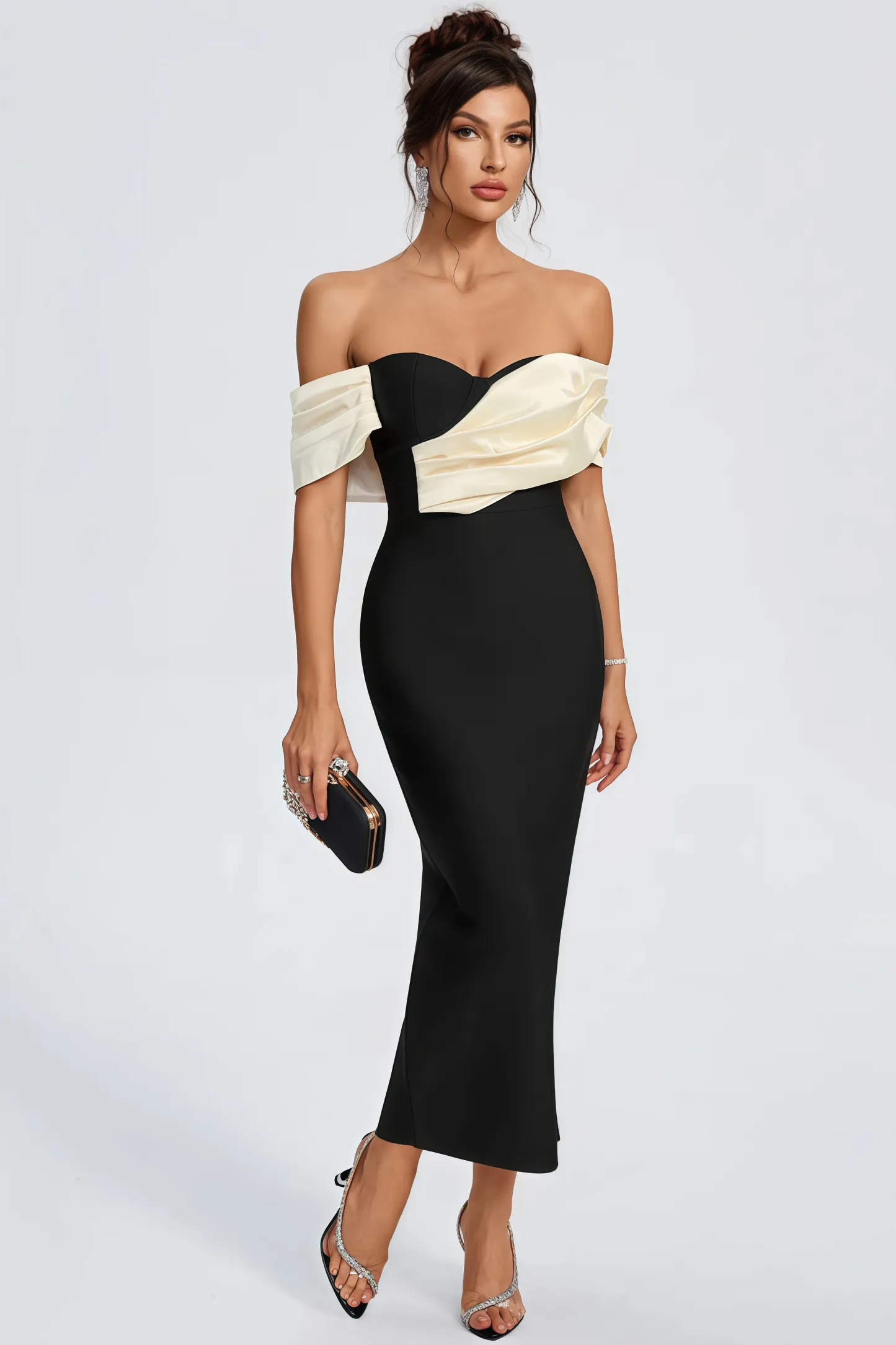 Edw Off Shoulder Bandage Midi Dress