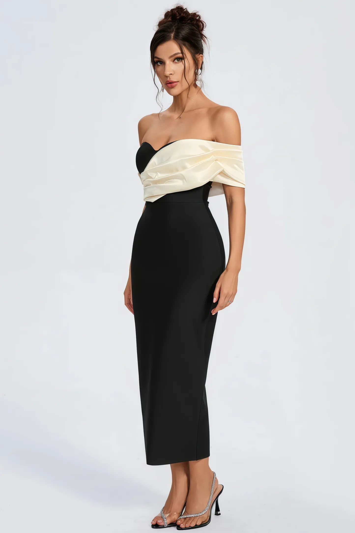 Edw Off Shoulder Bandage Midi Dress