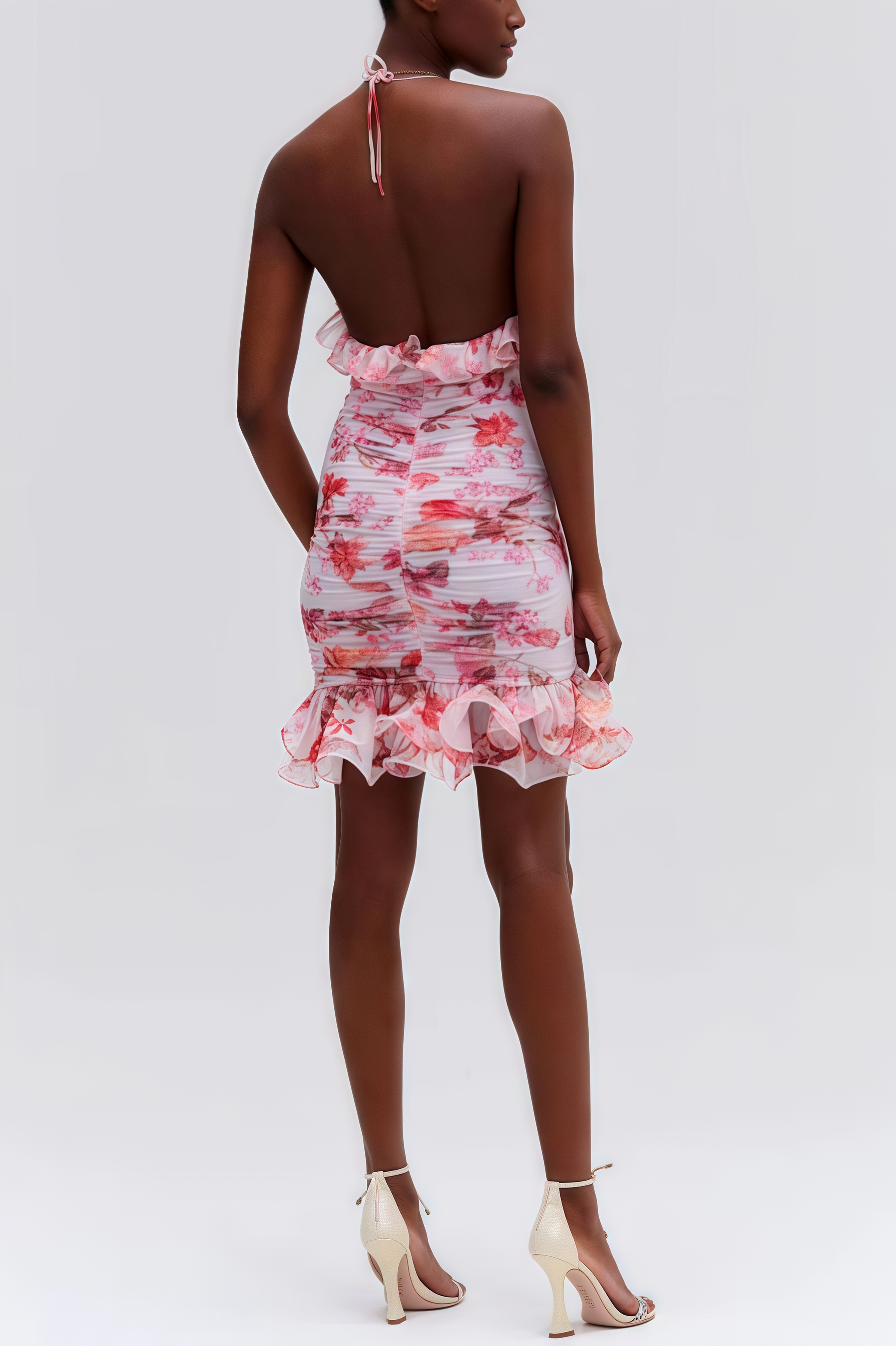 Arices Floral Stretch Tulle Sleeveless Mini Dress