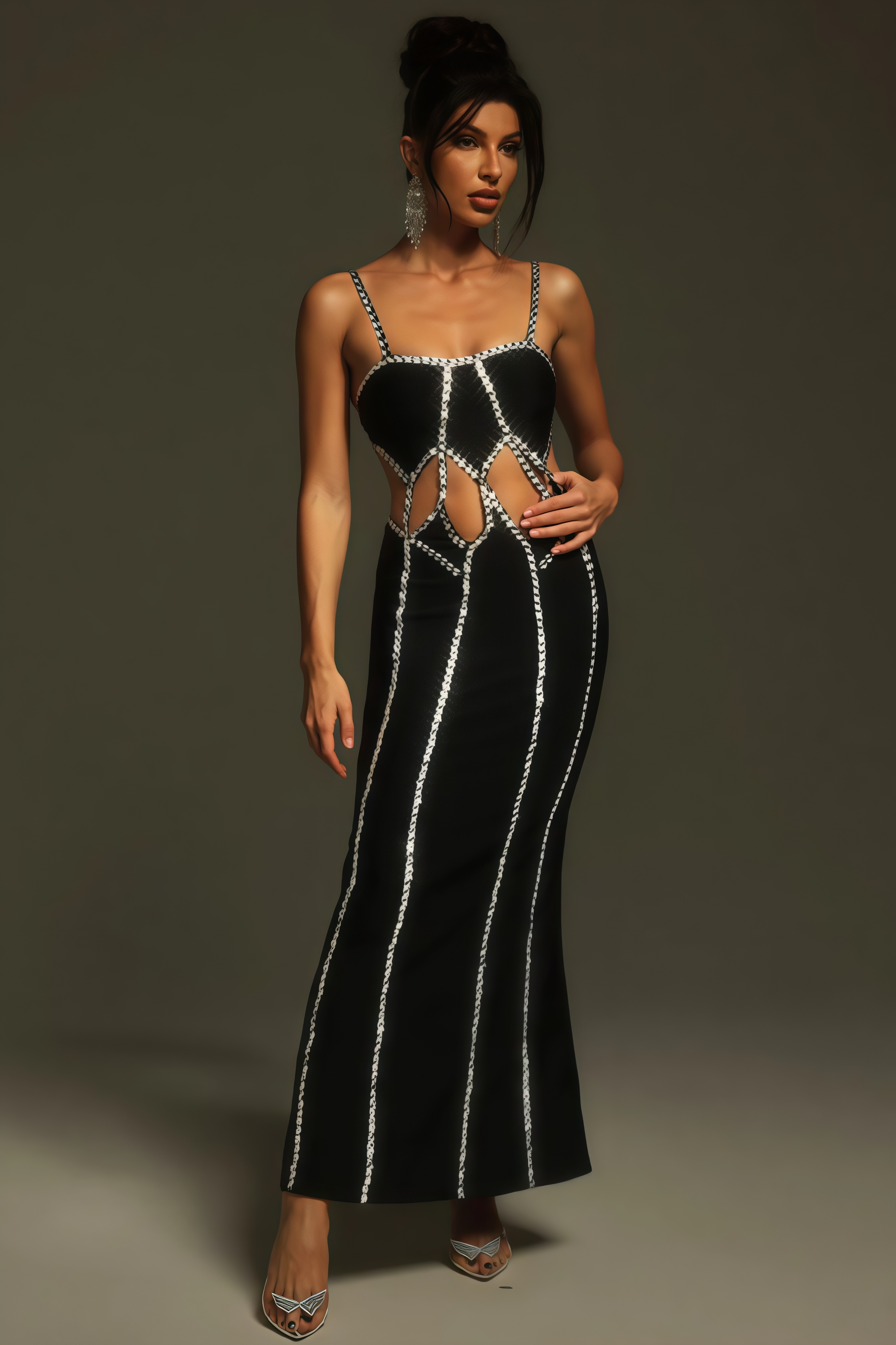 Elysitk Rhinestone Cutout Bandage Maxi Dress