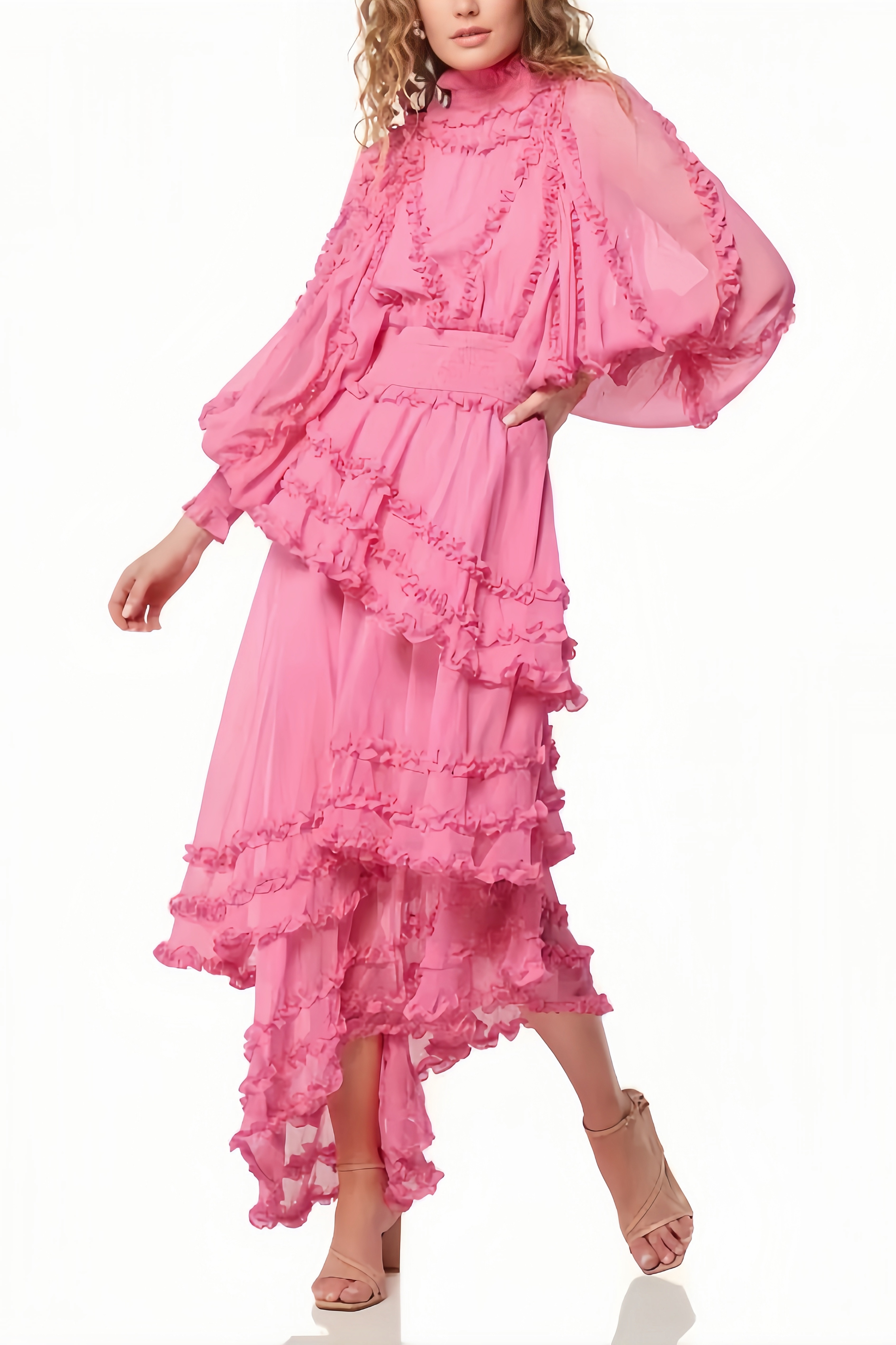Iva Long Sleeve Waistless Maxi Dress