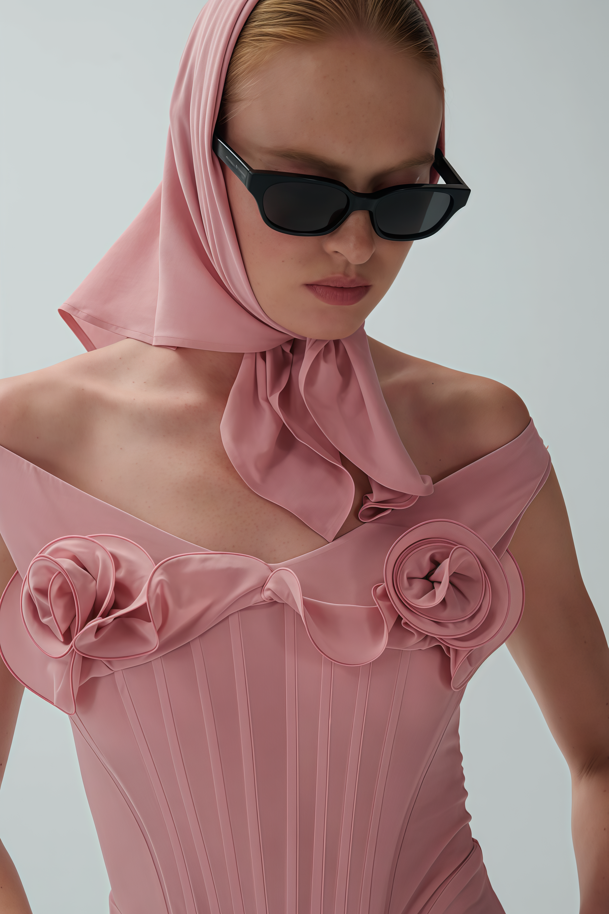 Anhad Pink Flower Bustier Midi Dress