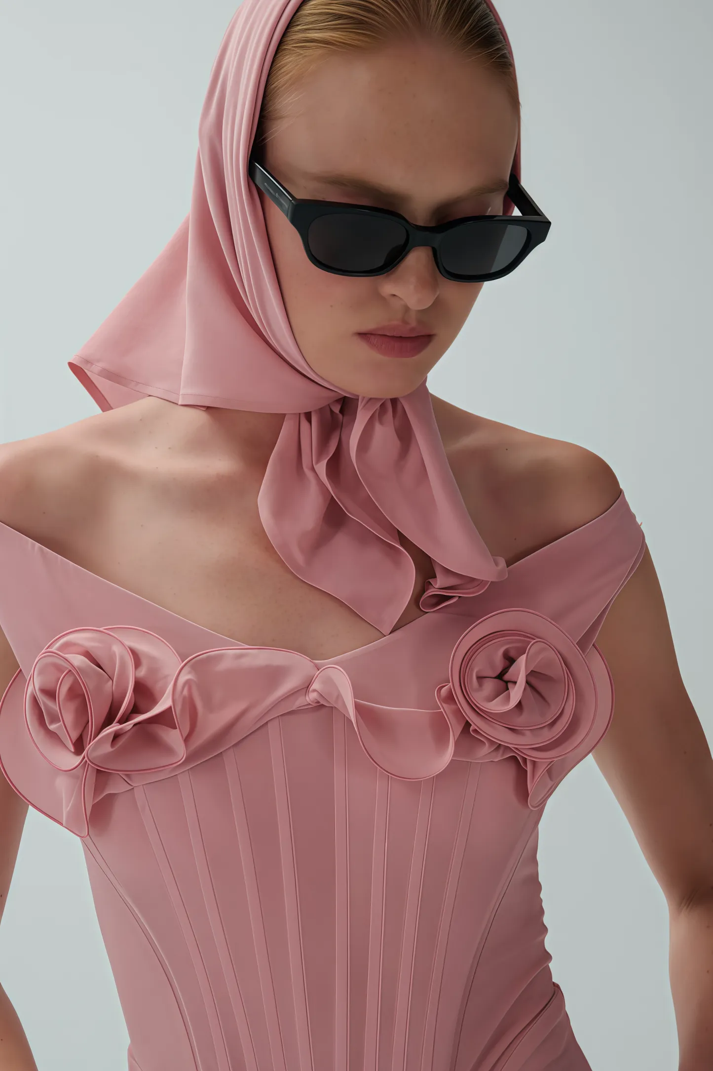 Anhad Pink Flower Bustier Midi Dress