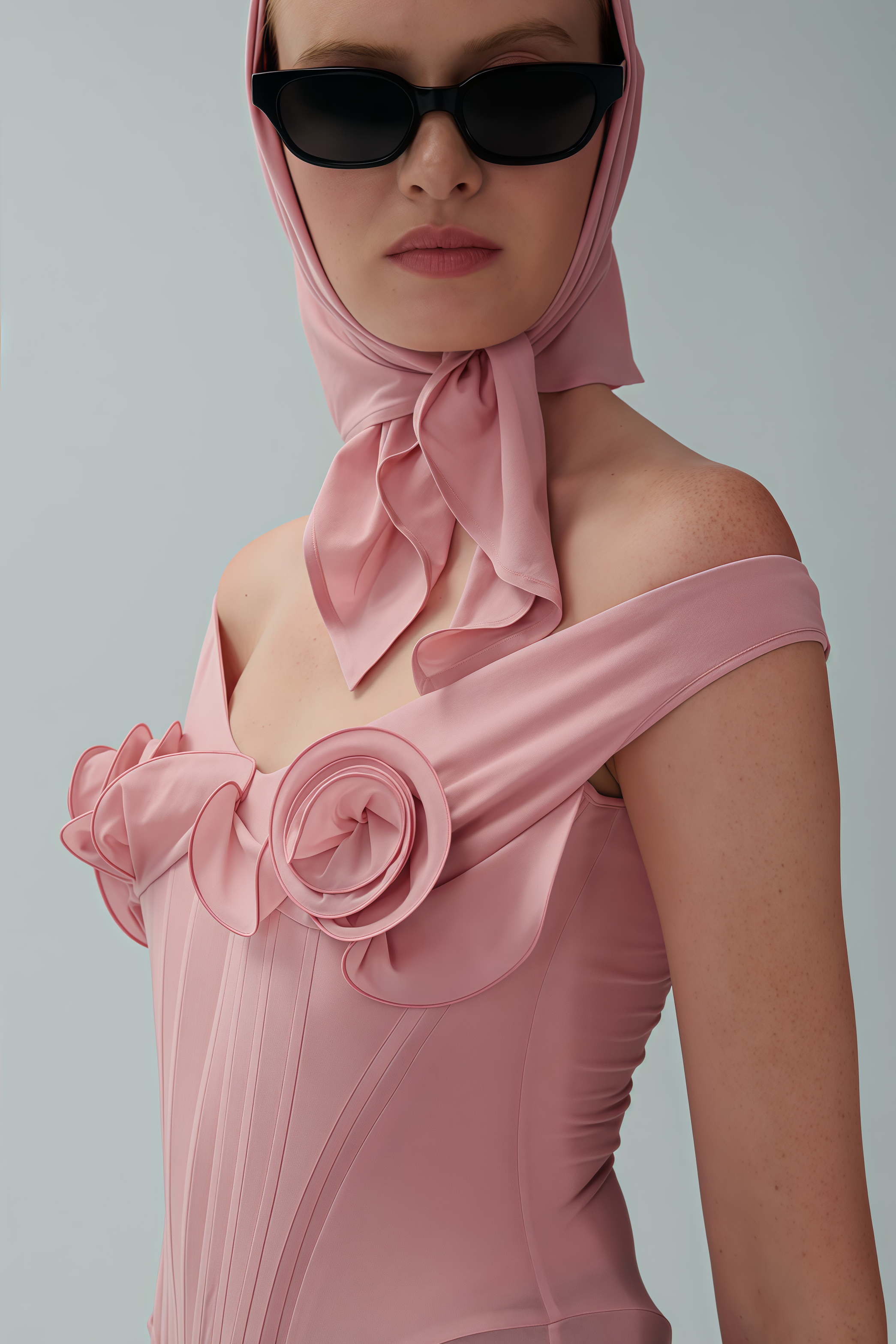 Anhad Pink Flower Bustier Midi Dress