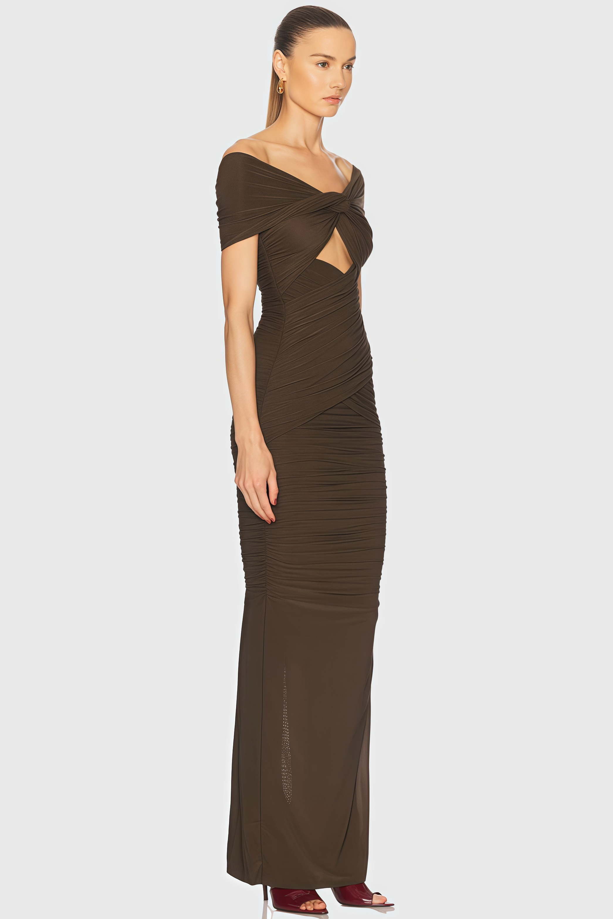 Leyla Backless Openwork Pleated Maxi Dress