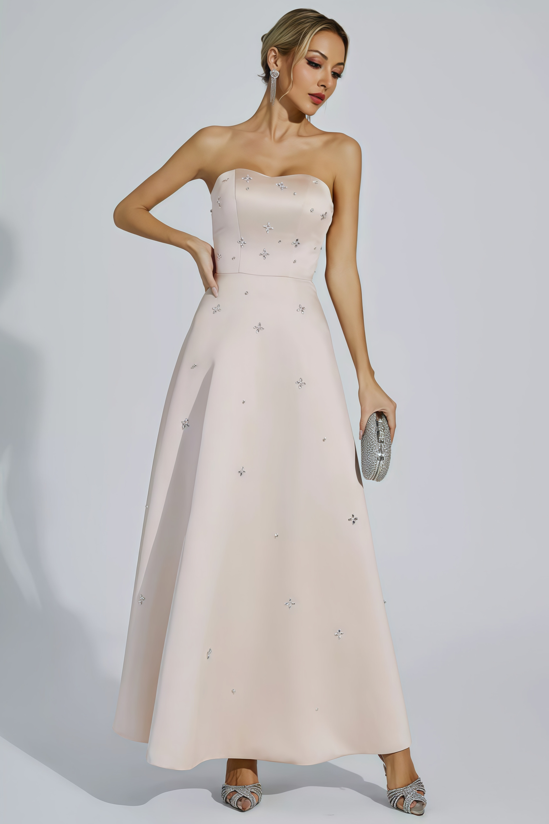 Davin Champagne Off-shoulder Maxi Dress
