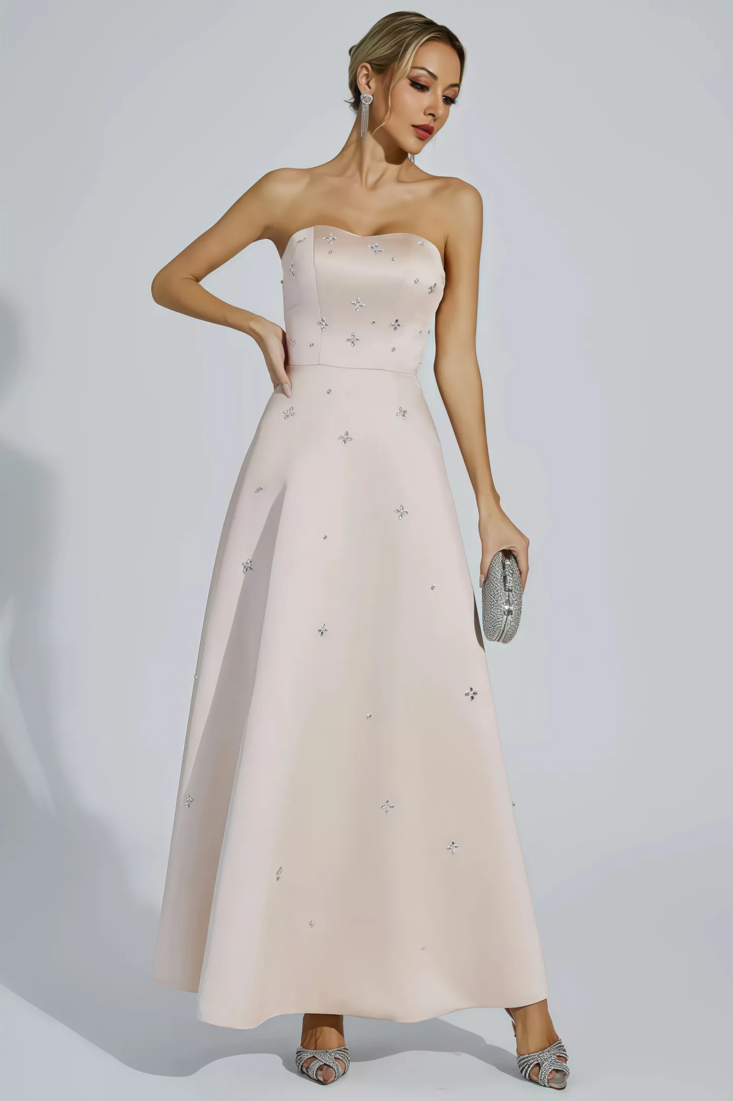 Davin Champagne Off-shoulder Maxi Dress