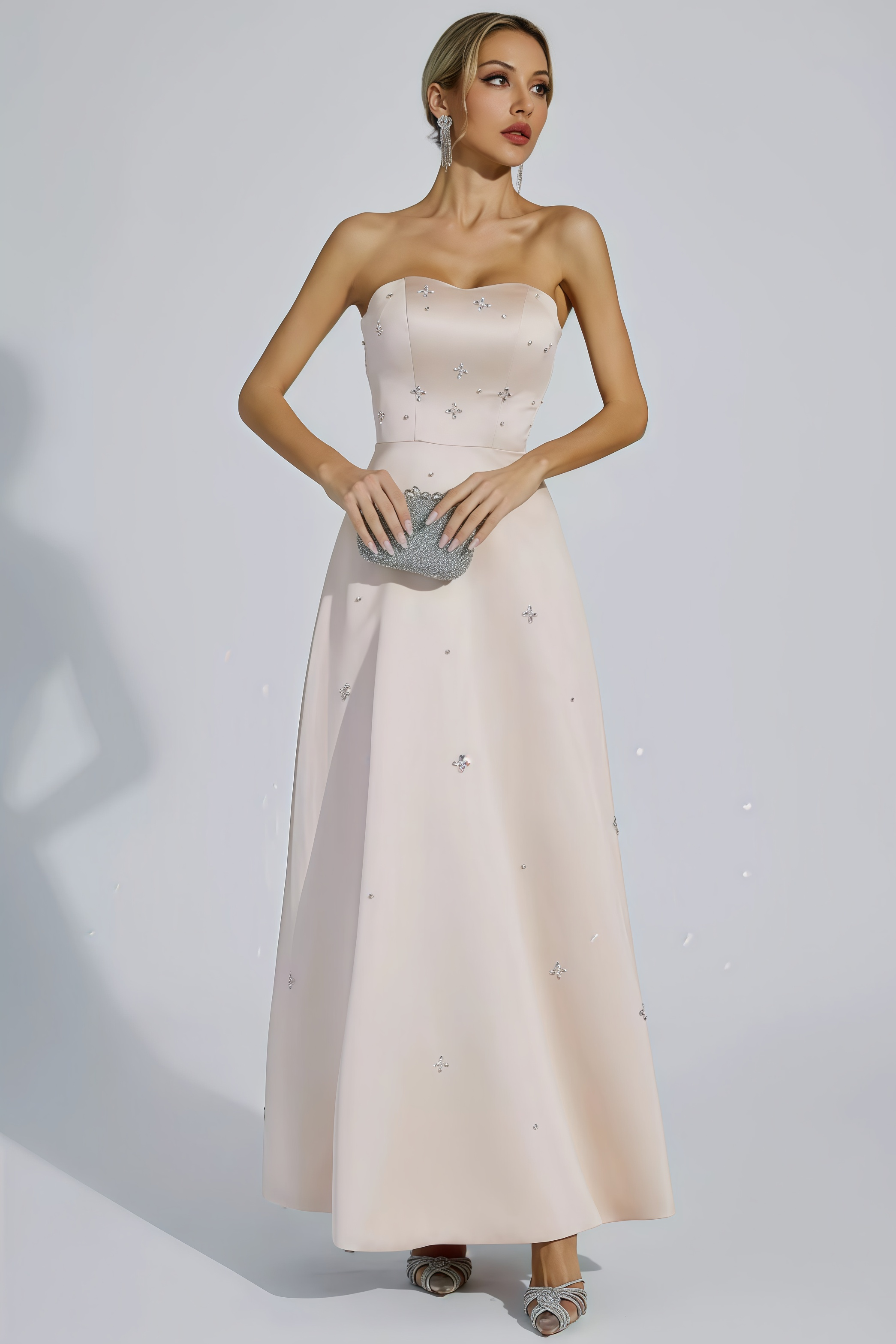 Davin Champagne Off-shoulder Maxi Dress