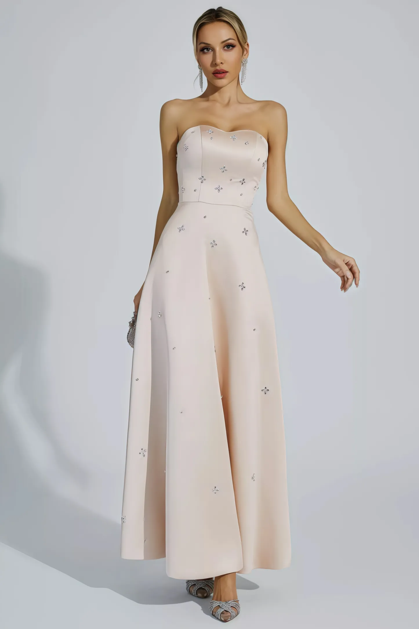 Davin Champagne Off-shoulder Maxi Dress