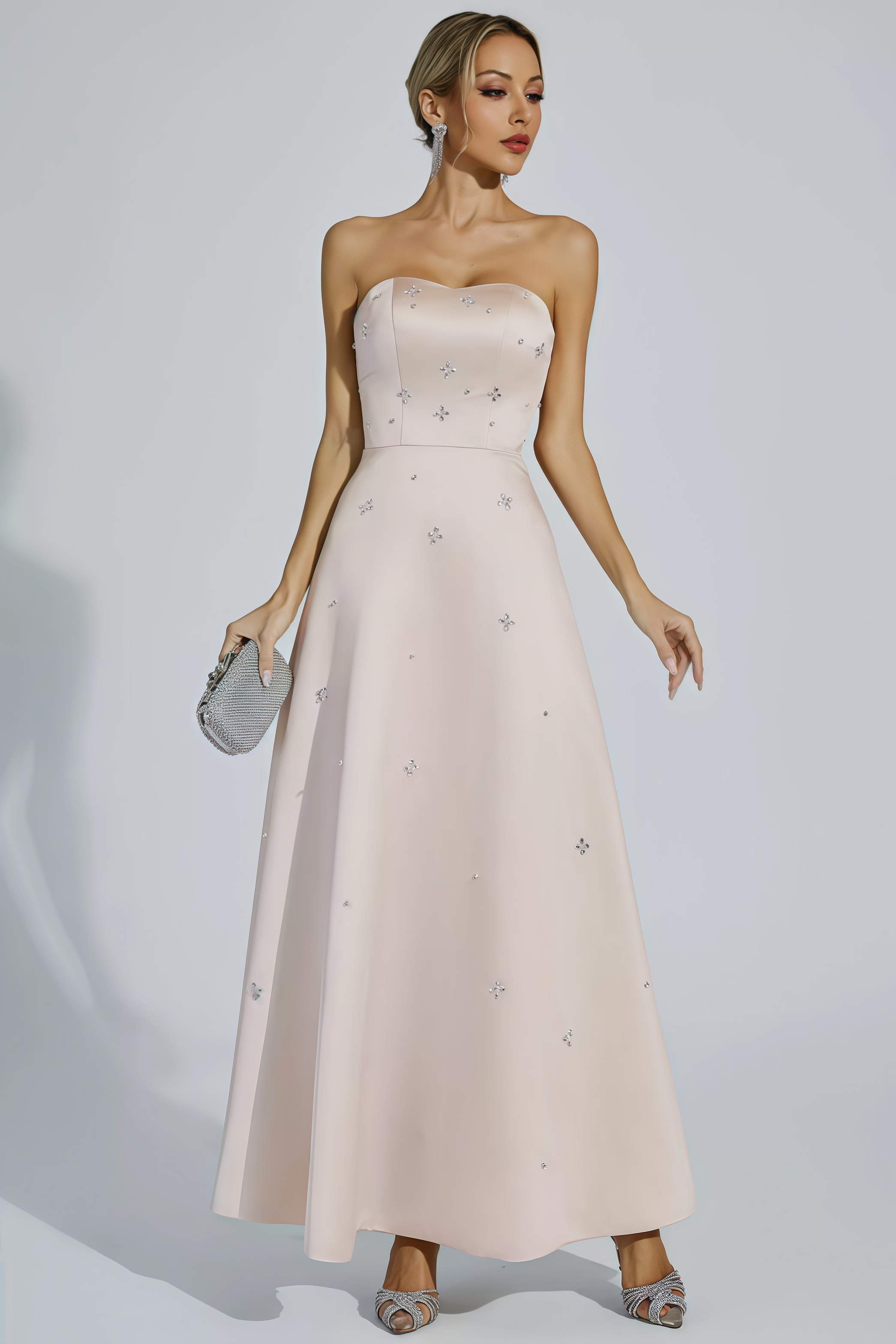 Davin Champagne Off-shoulder Maxi Dress