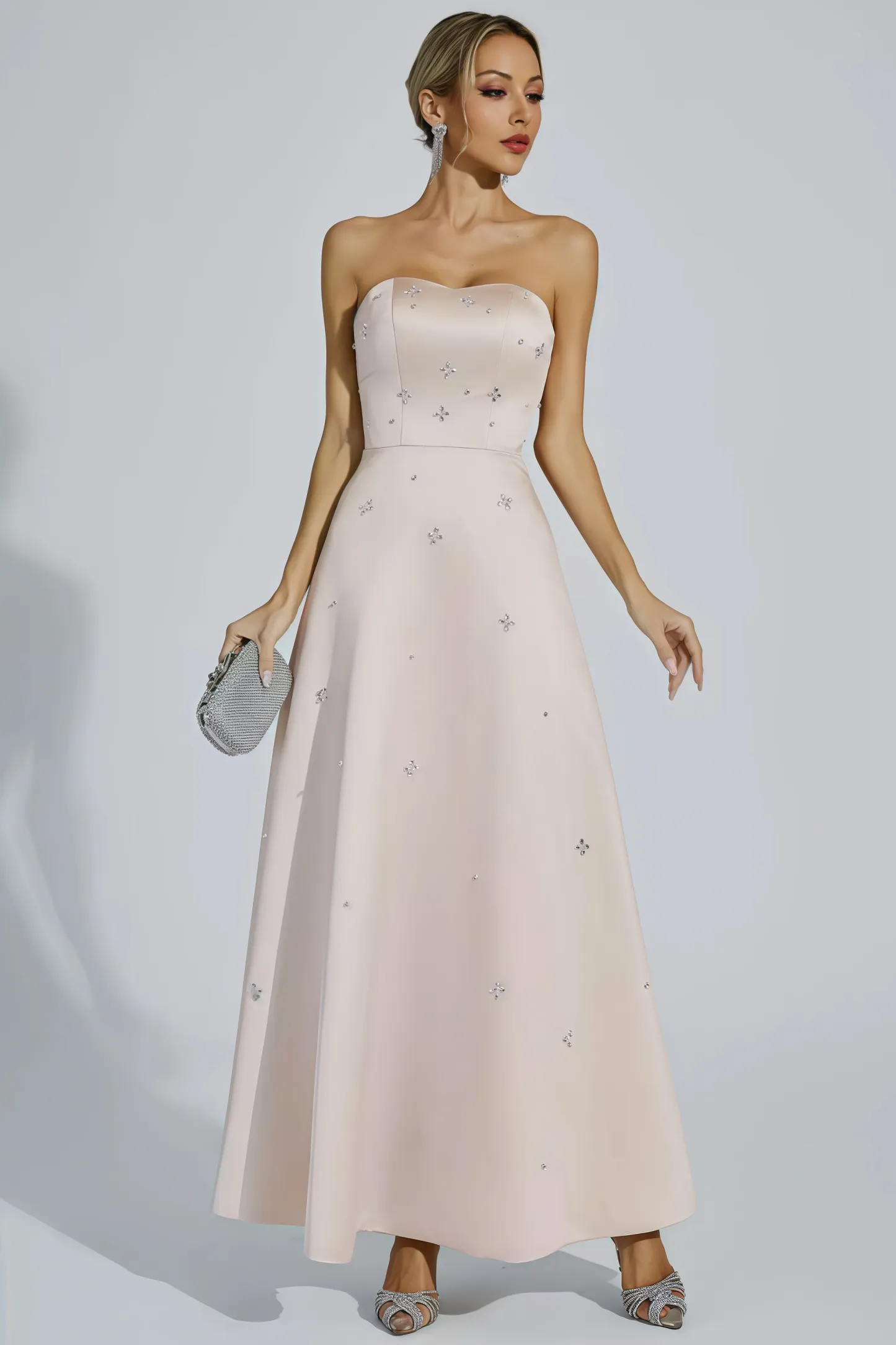 Davin Champagne Off-shoulder Maxi Dress