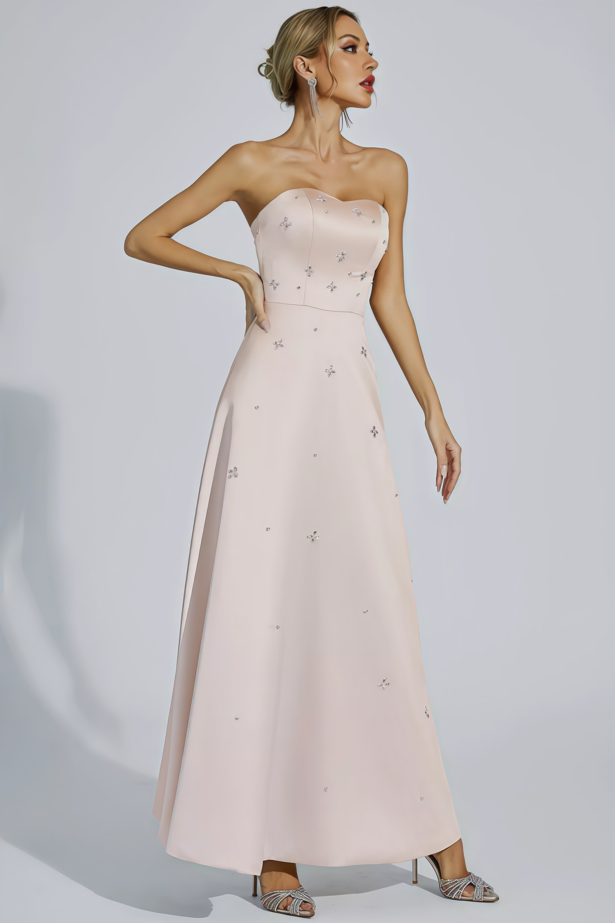 Davin Champagne Off-shoulder Maxi Dress