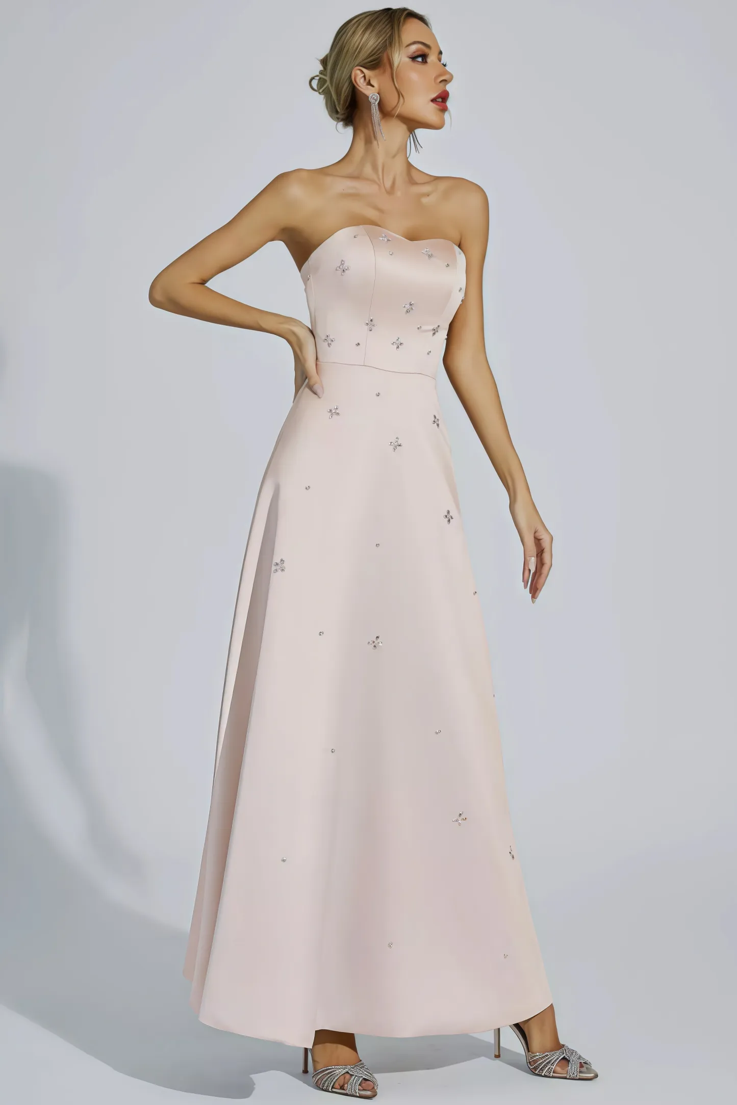 Davin Champagne Off-shoulder Maxi Dress
