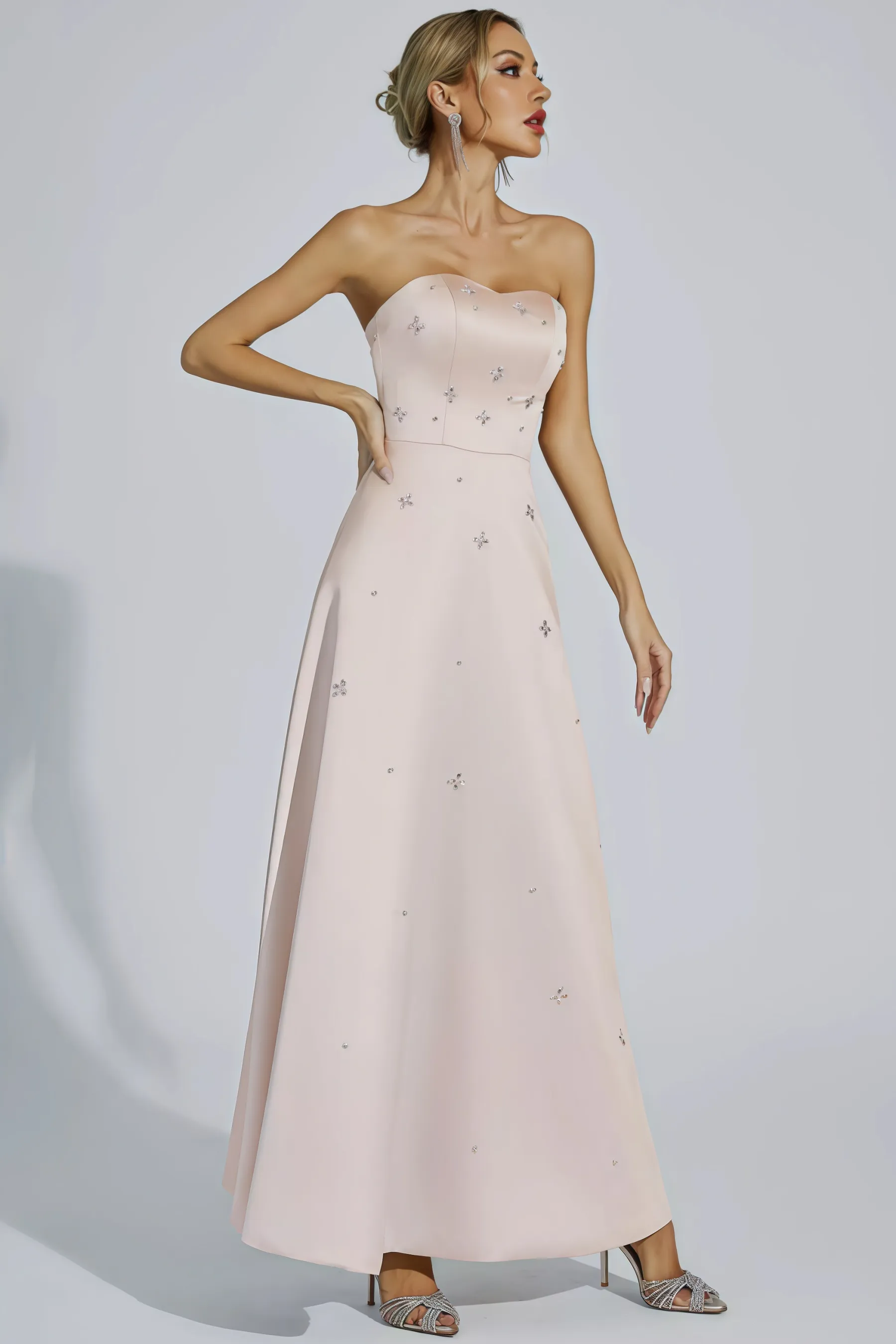Davin Champagne Off-shoulder Maxi Dress