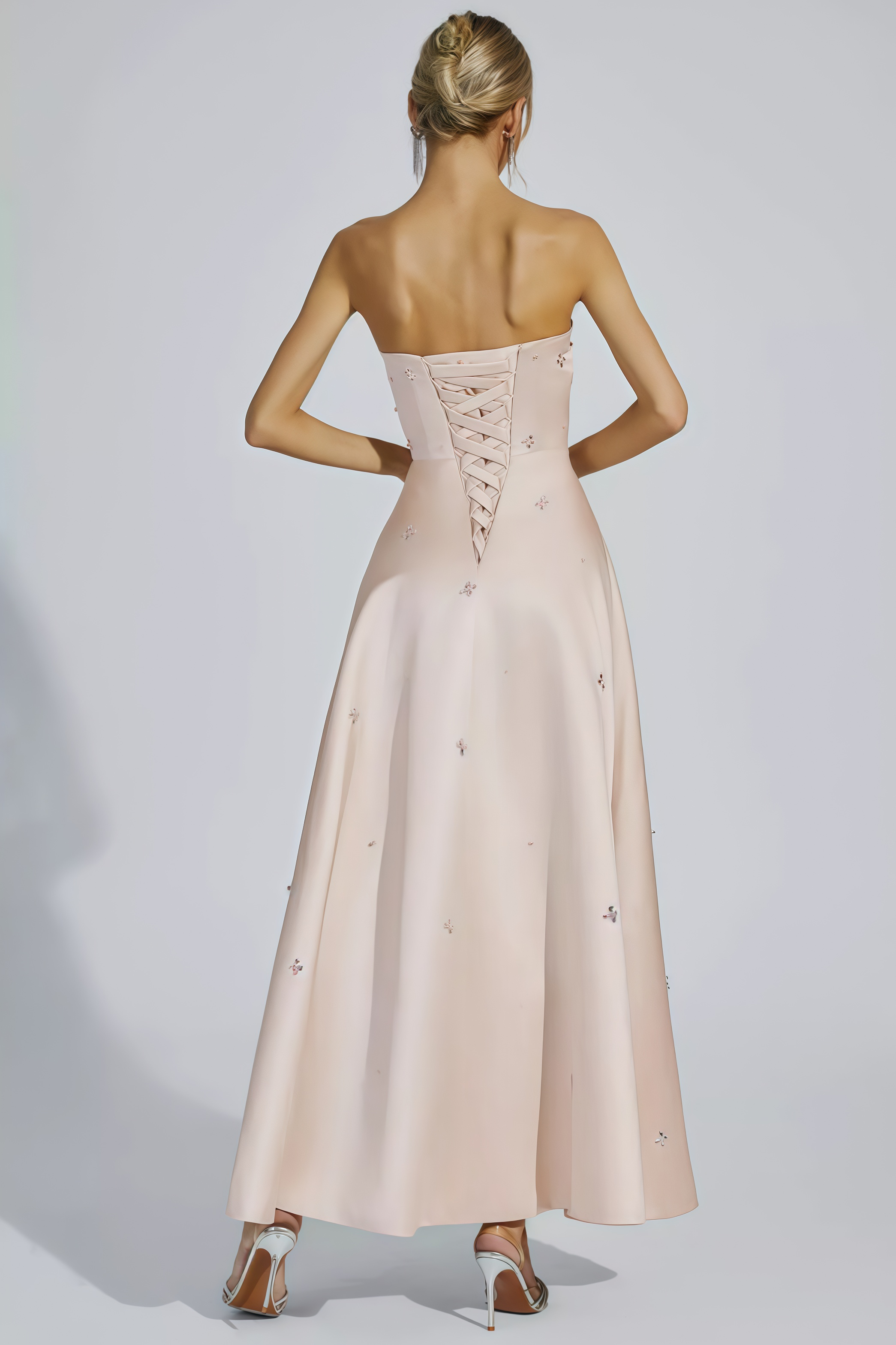Davin Champagne Off-shoulder Maxi Dress