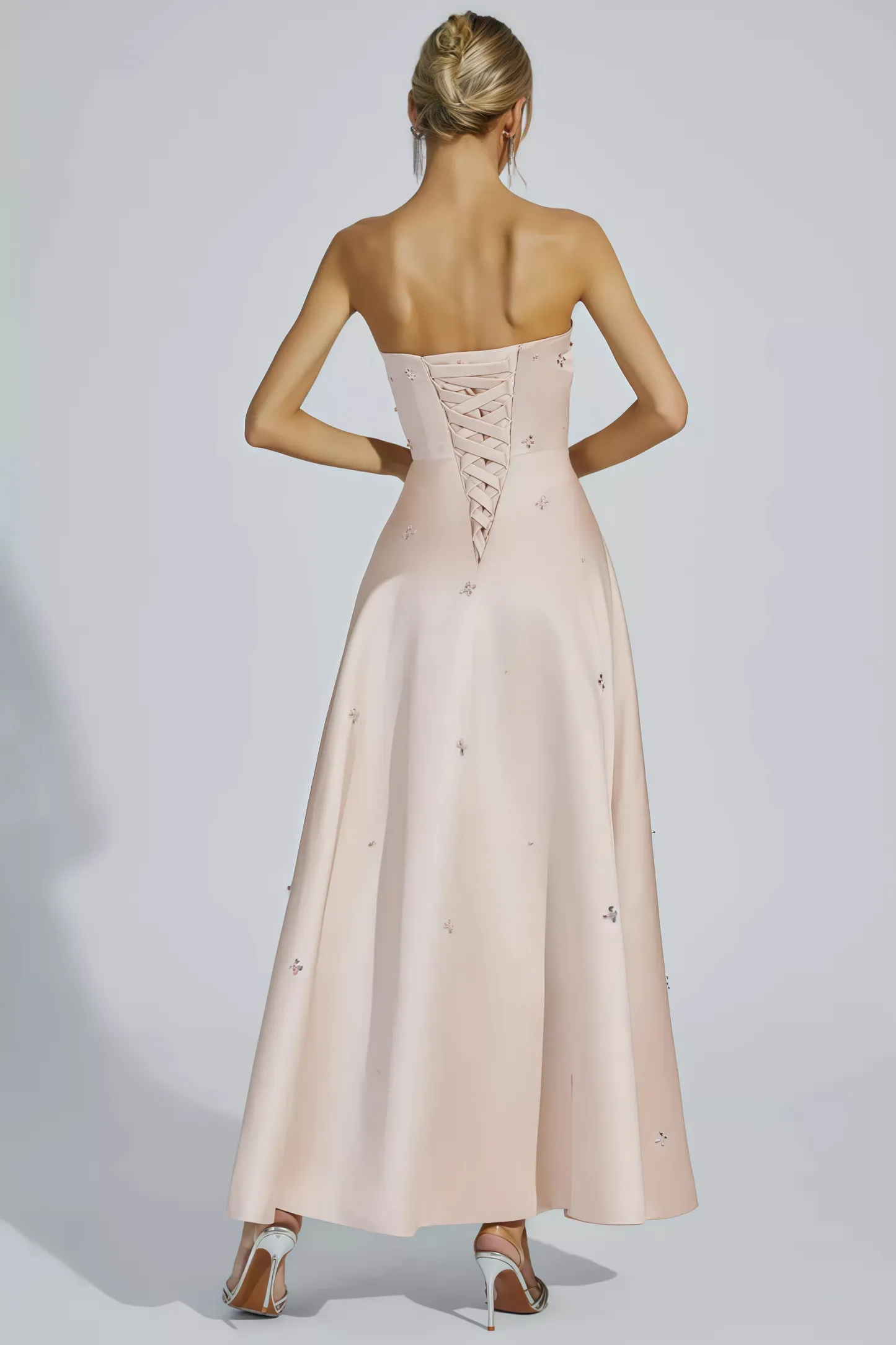 Davin Champagne Off-shoulder Maxi Dress