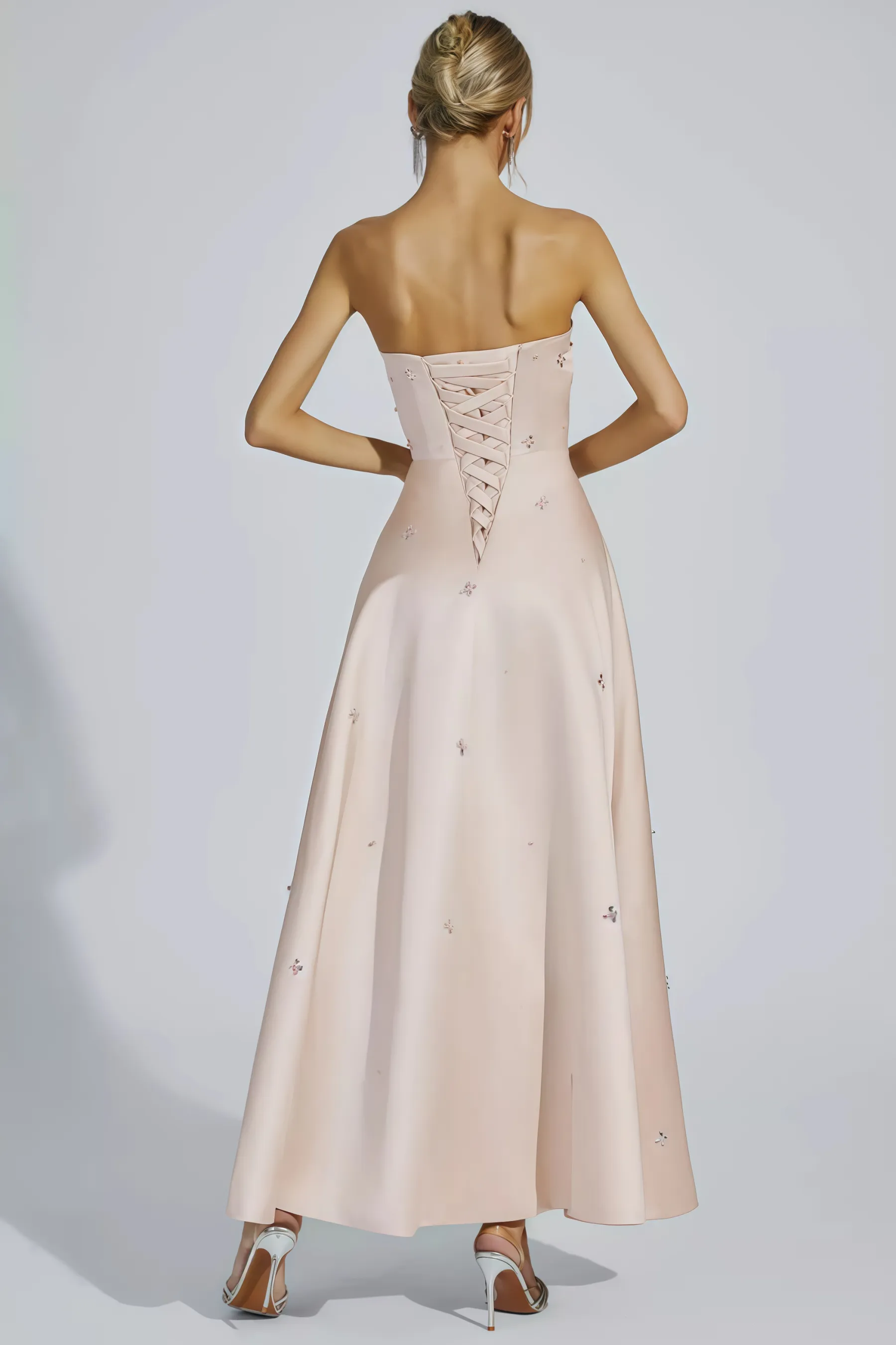 Davin Champagne Off-shoulder Maxi Dress