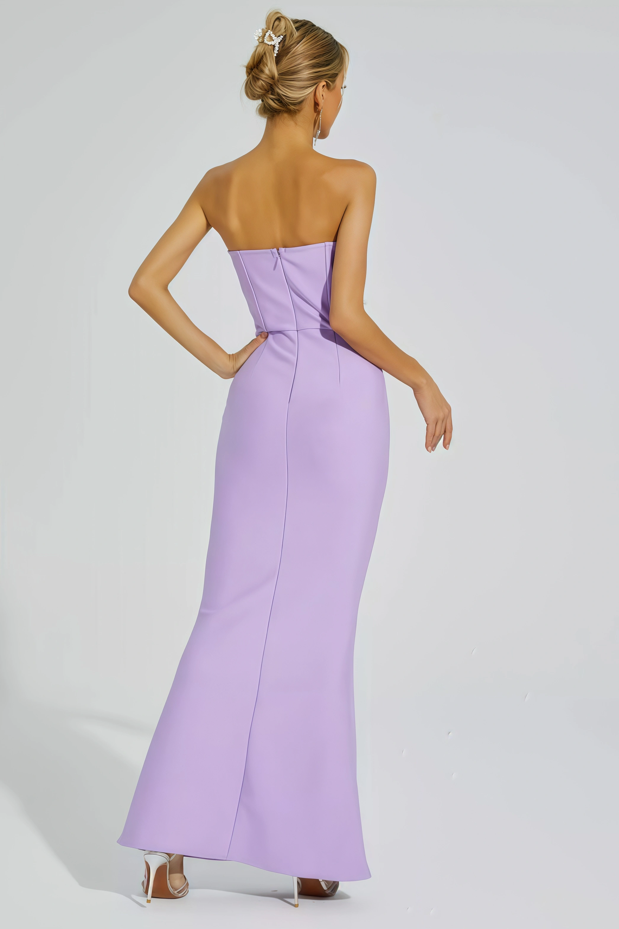 Tulip Purple Beaded Bandage Maxi Dress