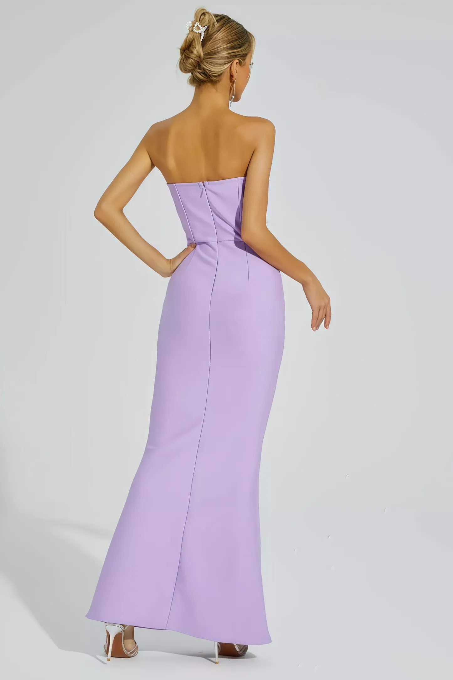 Tulip Purple Beaded Bandage Maxi Dress