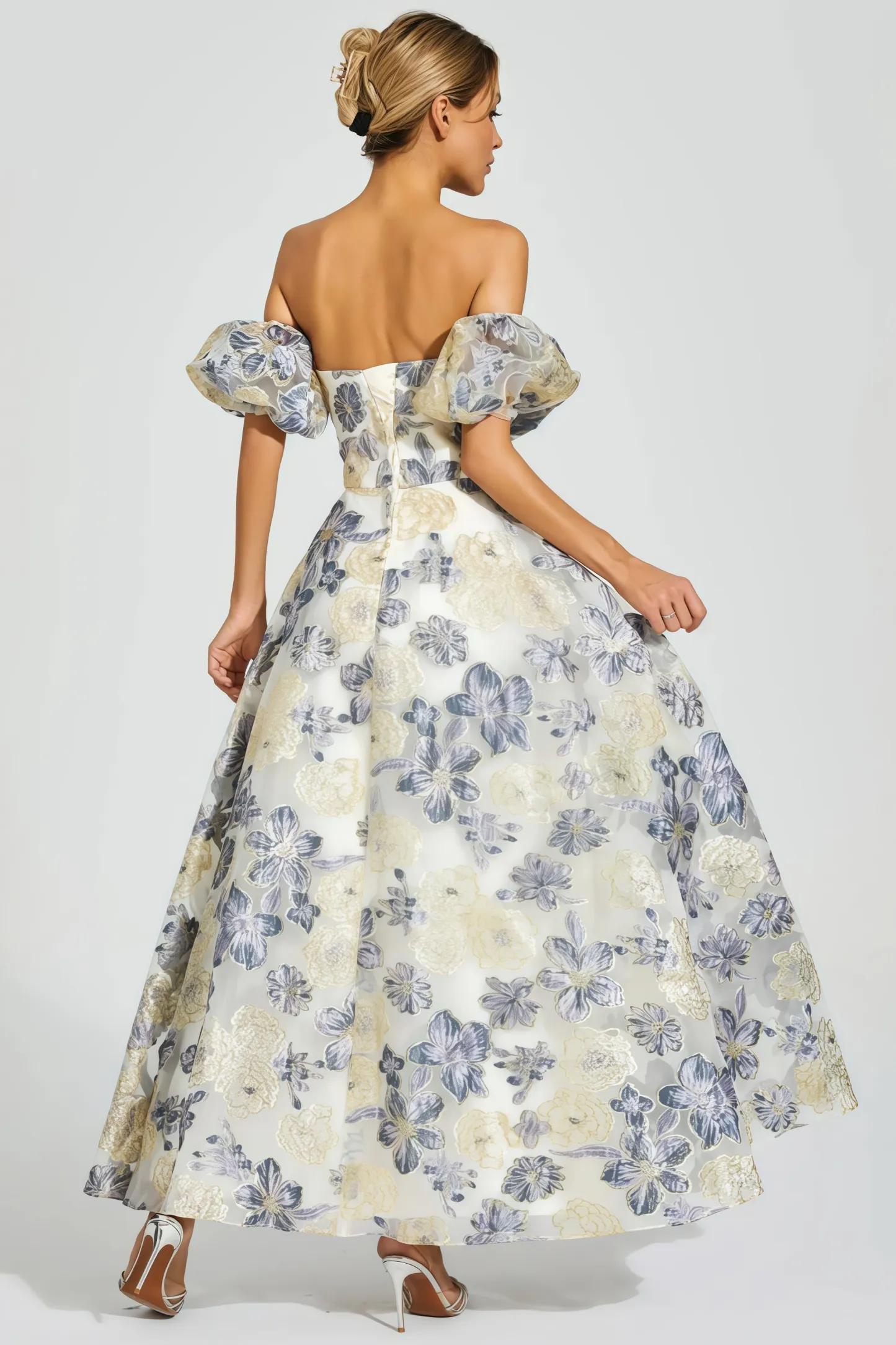 Dorte Blue-Purple Flower Maxi Dress