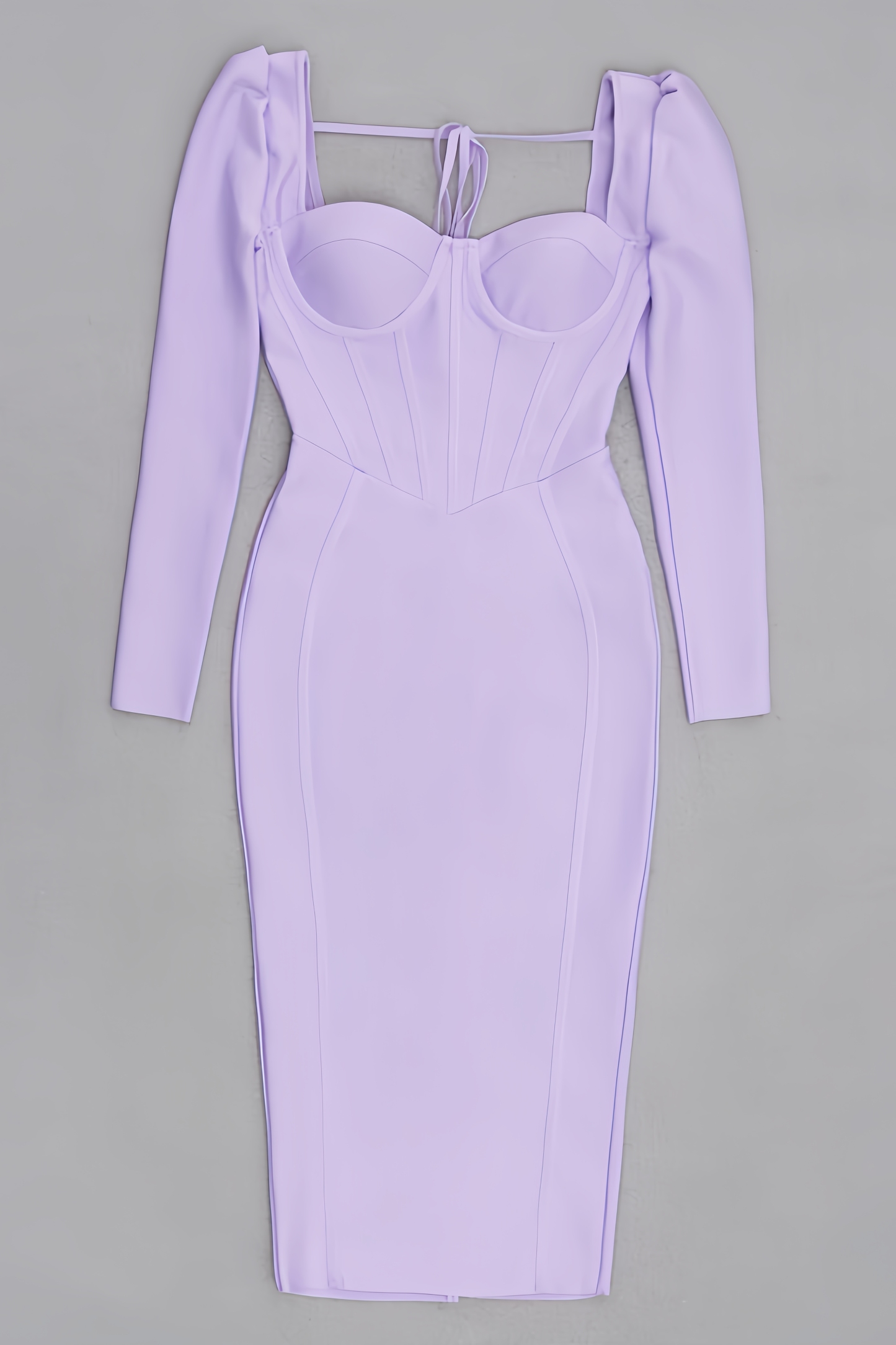 Eapther Light Purple Long Sleeve Midi Dress